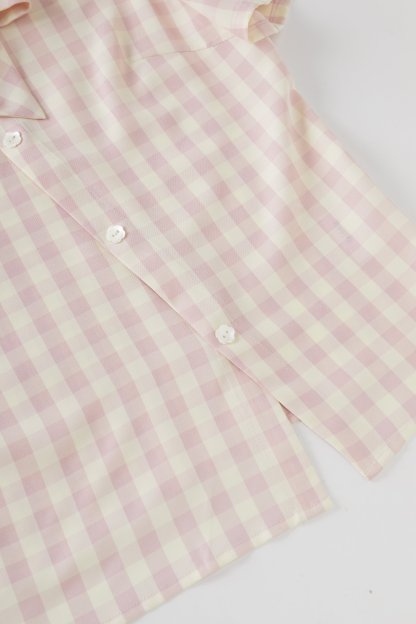 Bow plaid navy collar sweet shirt FXA9005