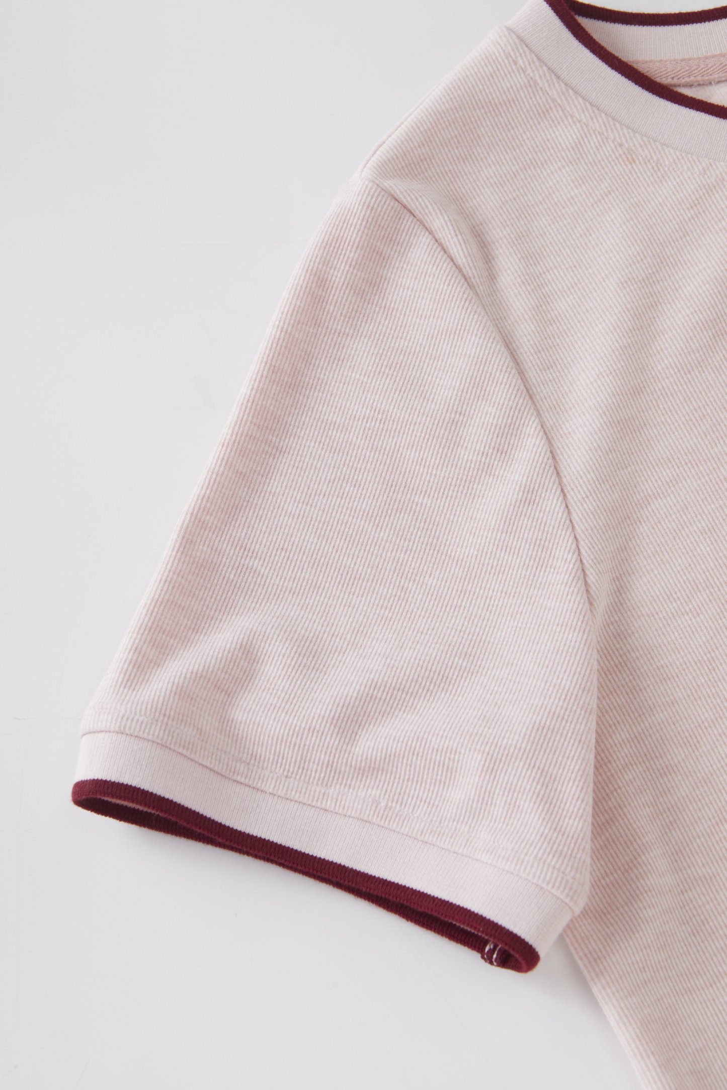 Soft textured contrasting collar rabbit print T-shirt FXZ7088