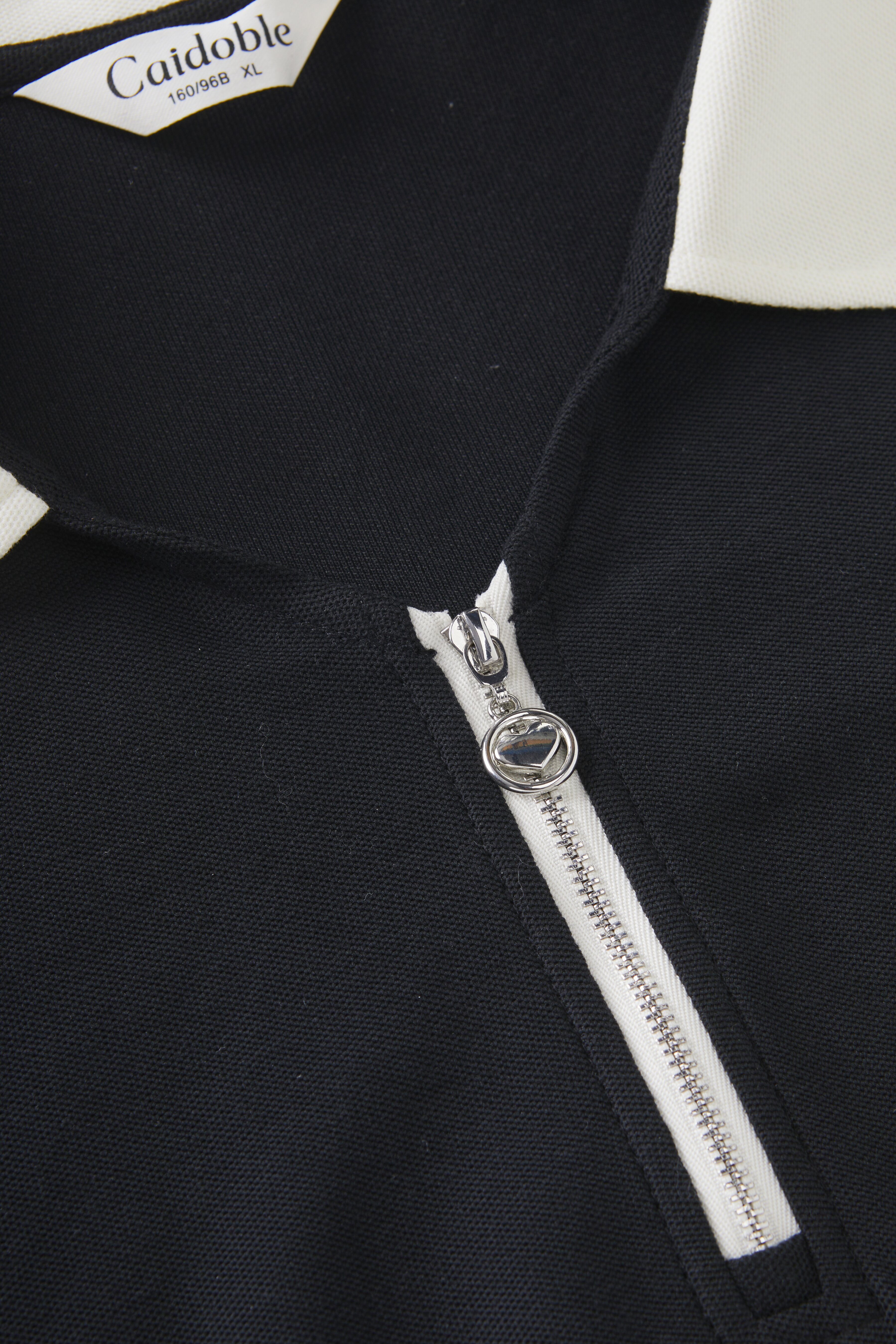 Color blocked POLO collar half zipper slimming dress FXQ7096