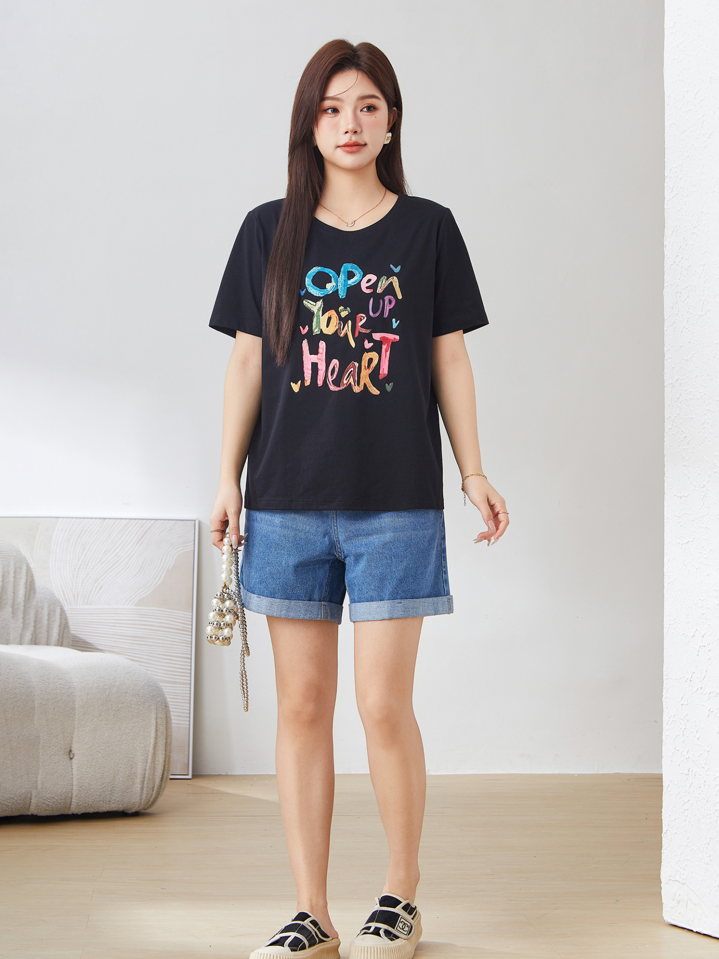Casual letter print T-shirt EXZ3063