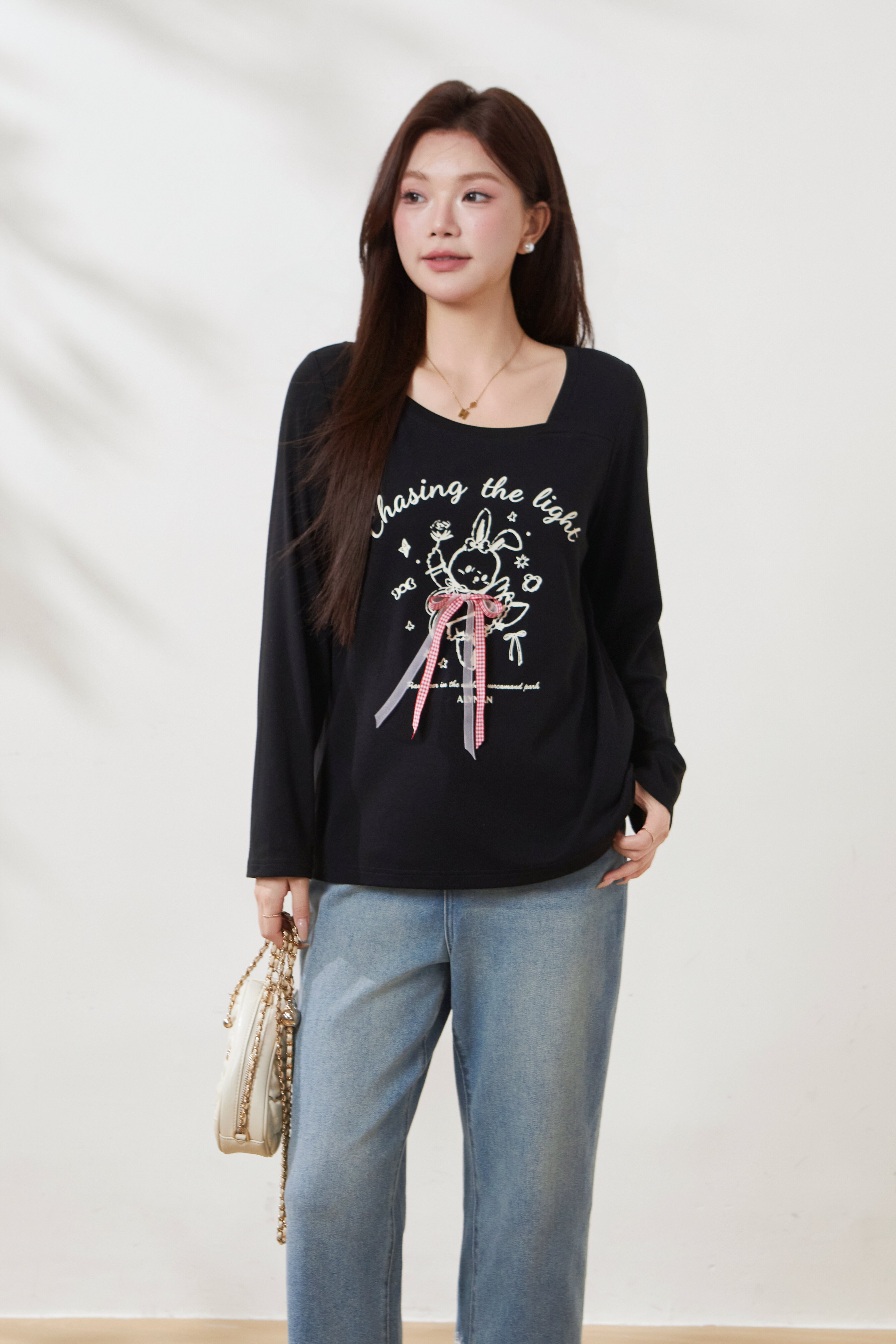 Off-shoulder design casual T-shirt FCZ6938