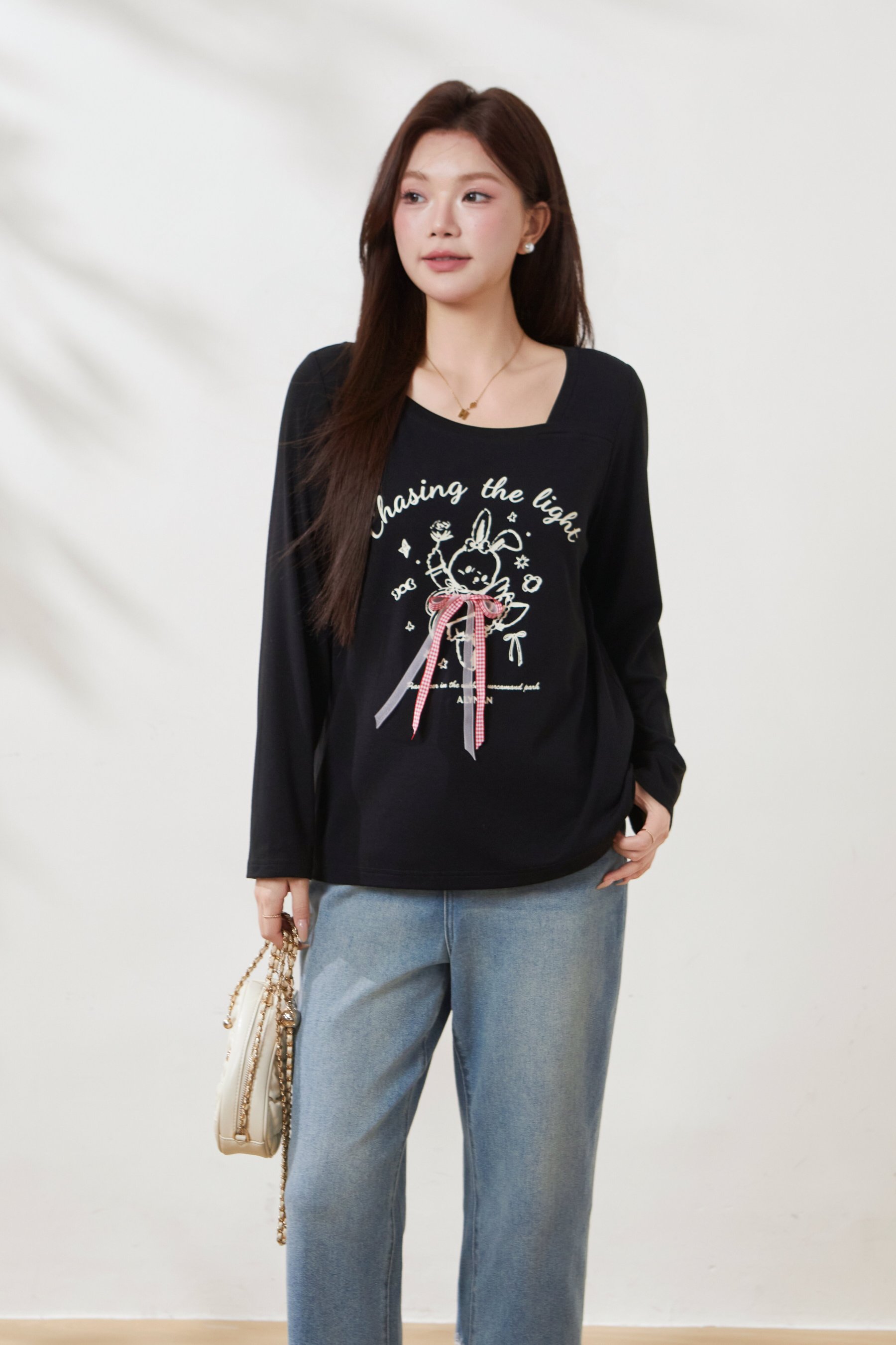 Off-shoulder design casual T-shirt FCZ6938