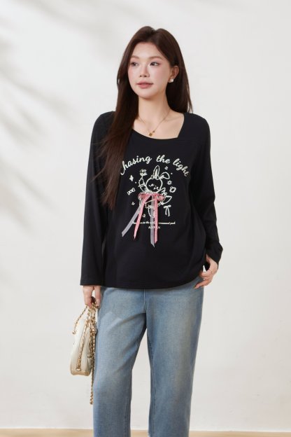Off-shoulder design casual T-shirt FCZ6938
