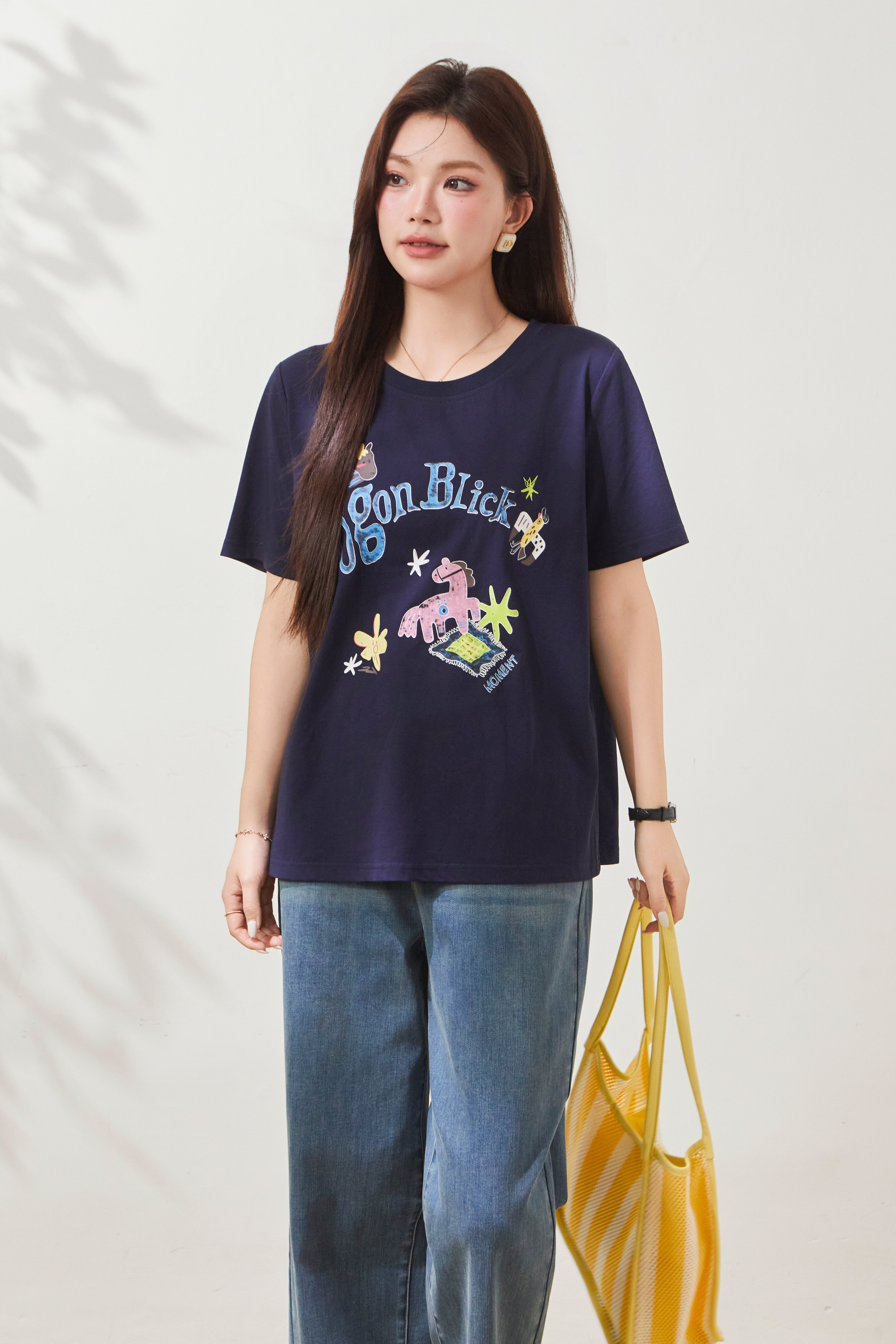 Oil painting graffiti design trendy T-shirt FXZ8051