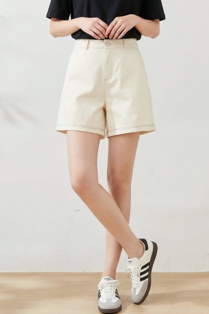 A-line versatile washed denim shorts FXK8028