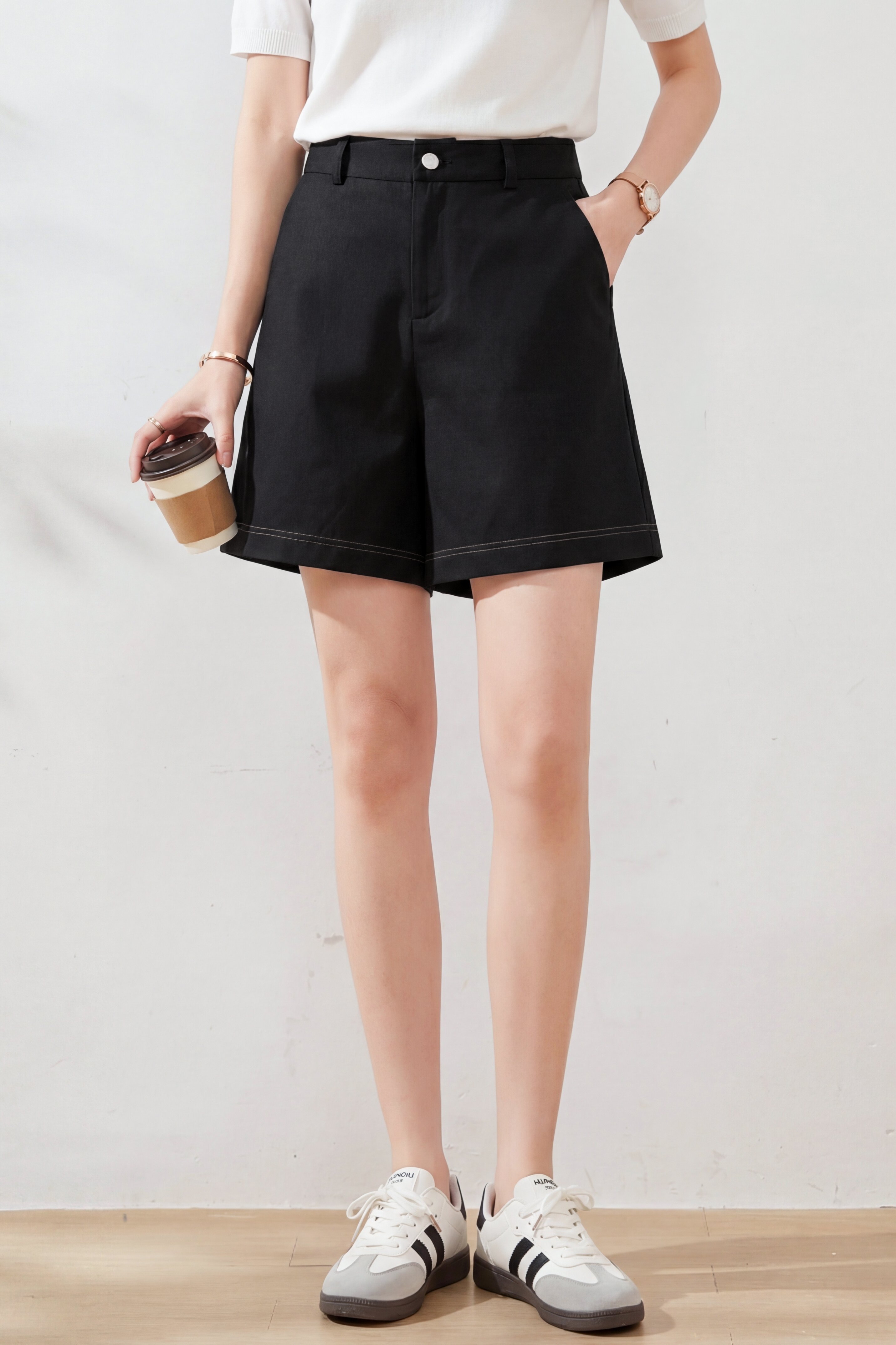 A-line versatile washed denim shorts FXK8028