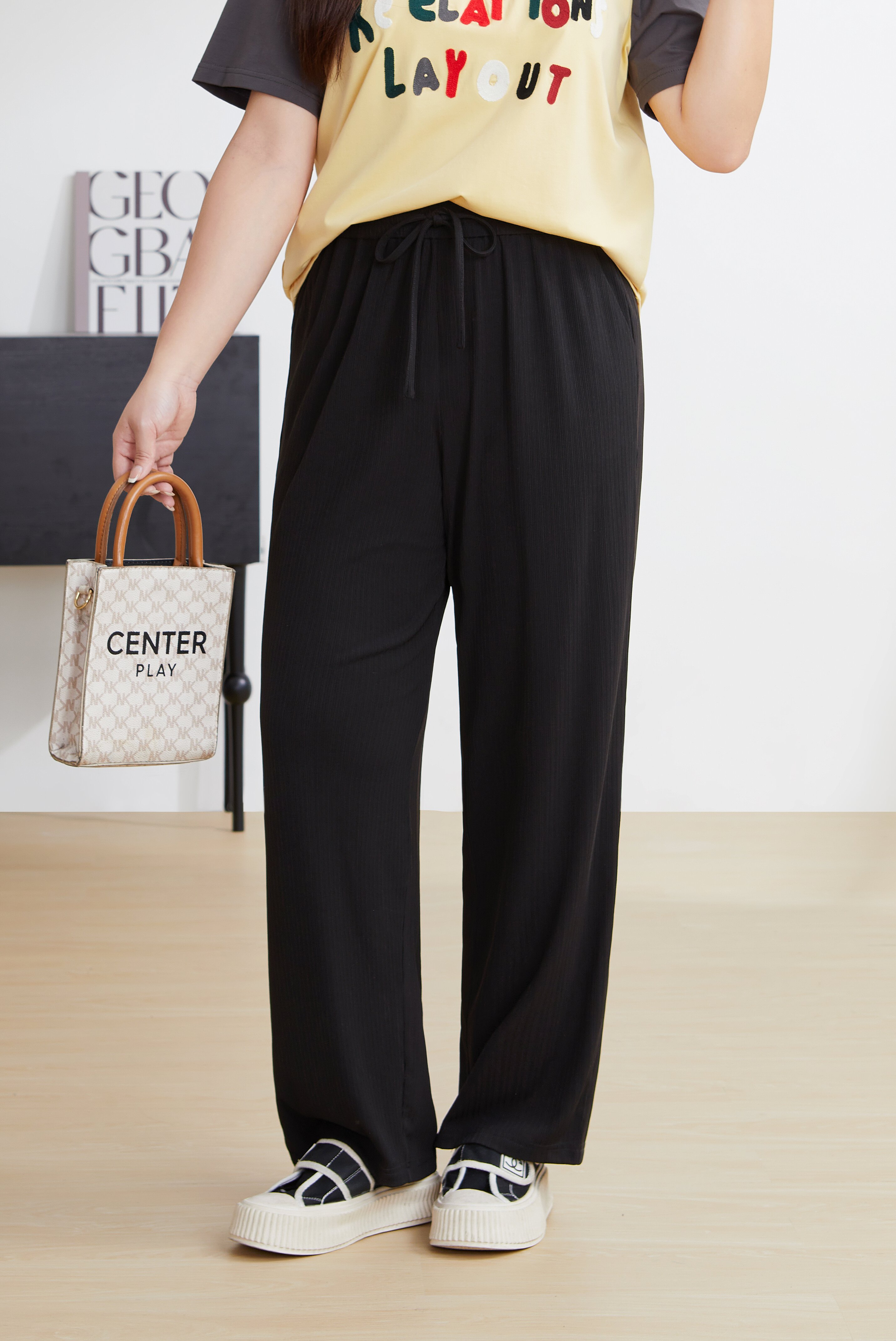 Loose slimming high waisted straight leg pants DXK0139N