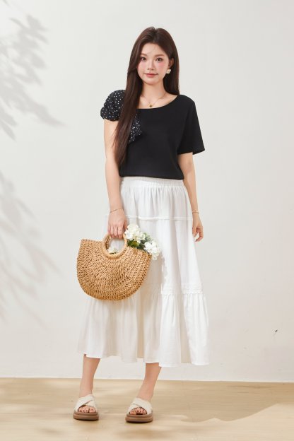 Polka Dot Off-Shoulder Slim-Fit Top FXZ7037