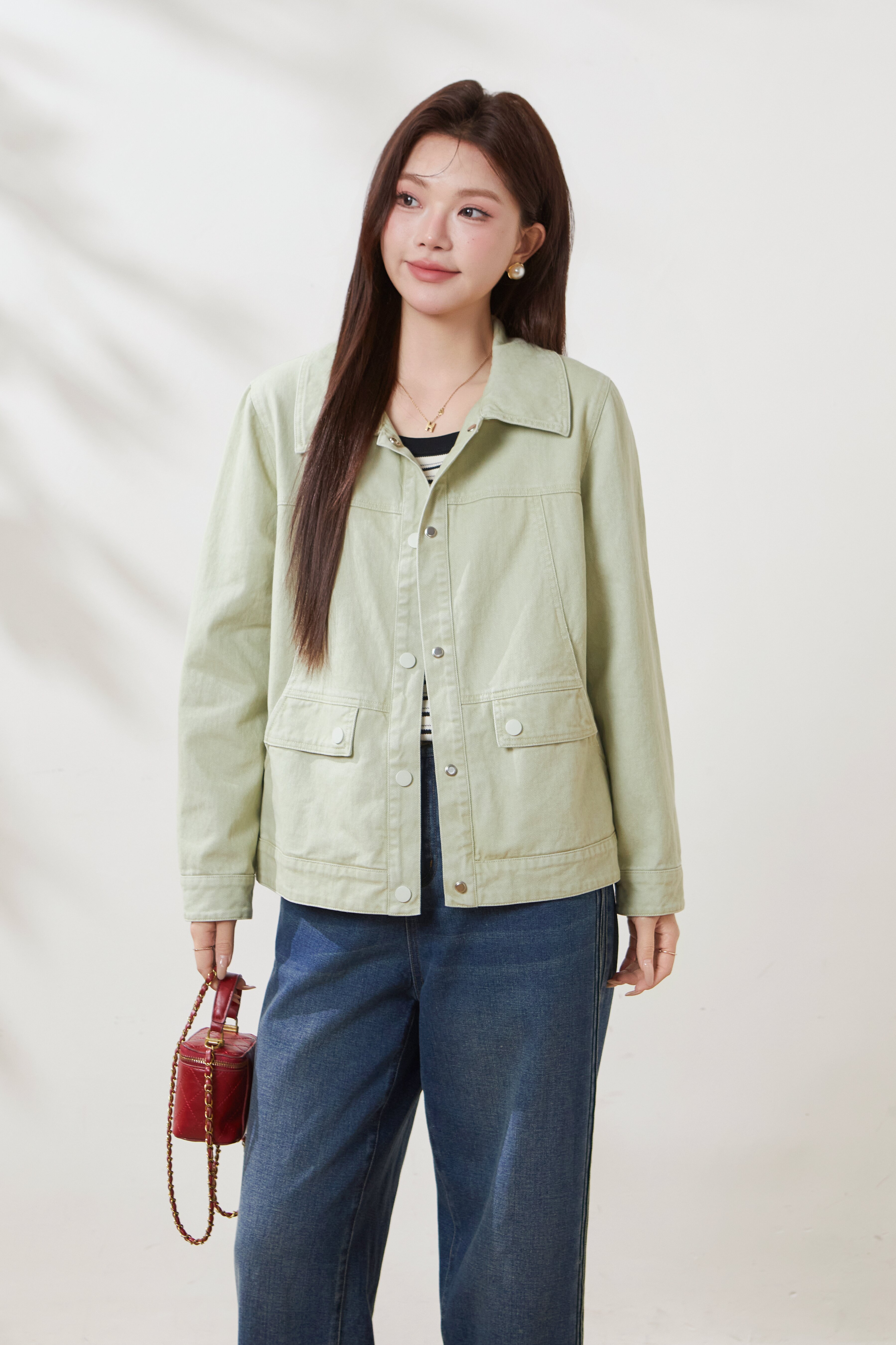 Washed Cotton Denim Workwear Youthful Jacket FCW6931
