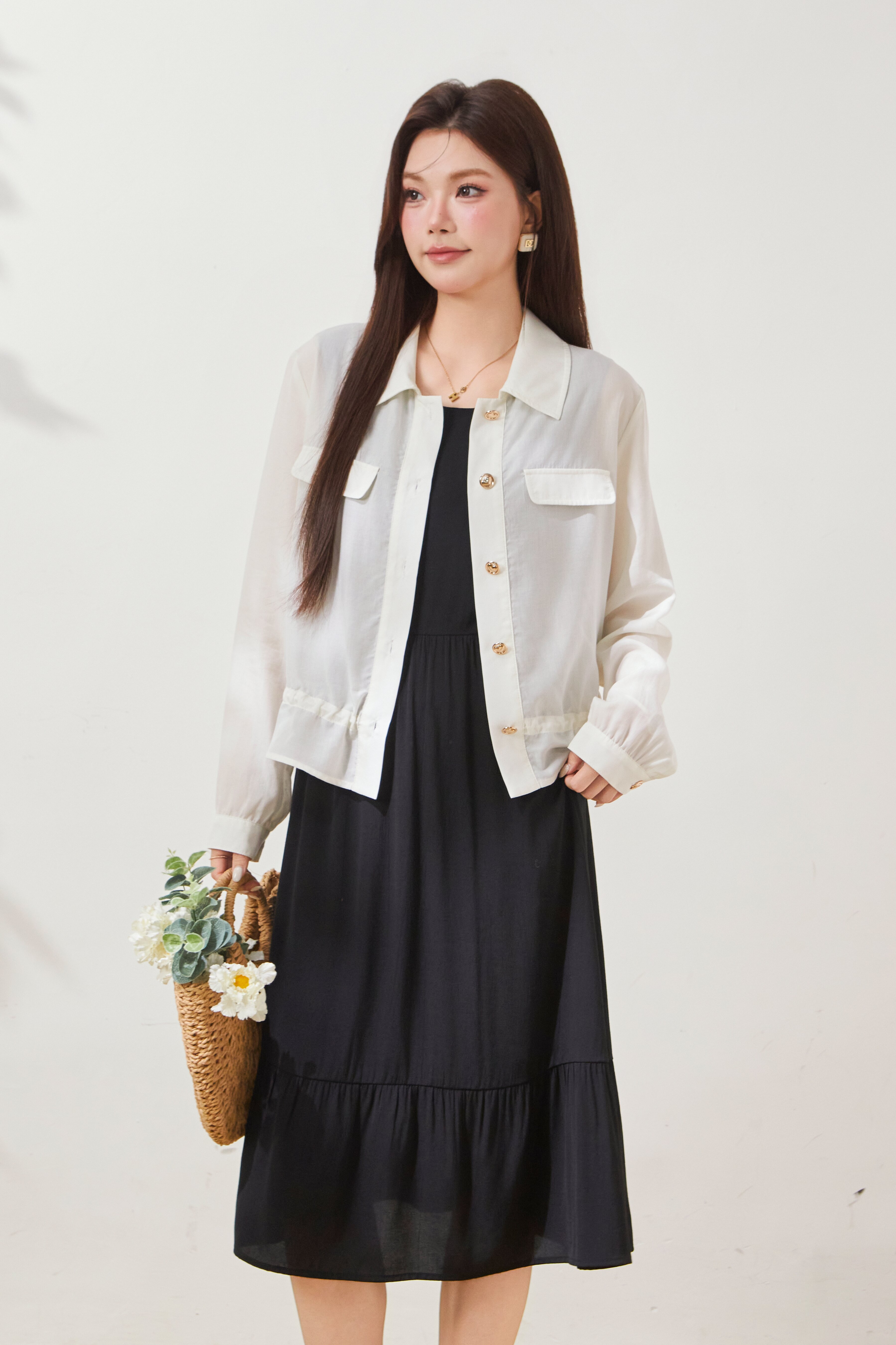 Breathable and skin-friendly drawstring waist shirt FCW8033