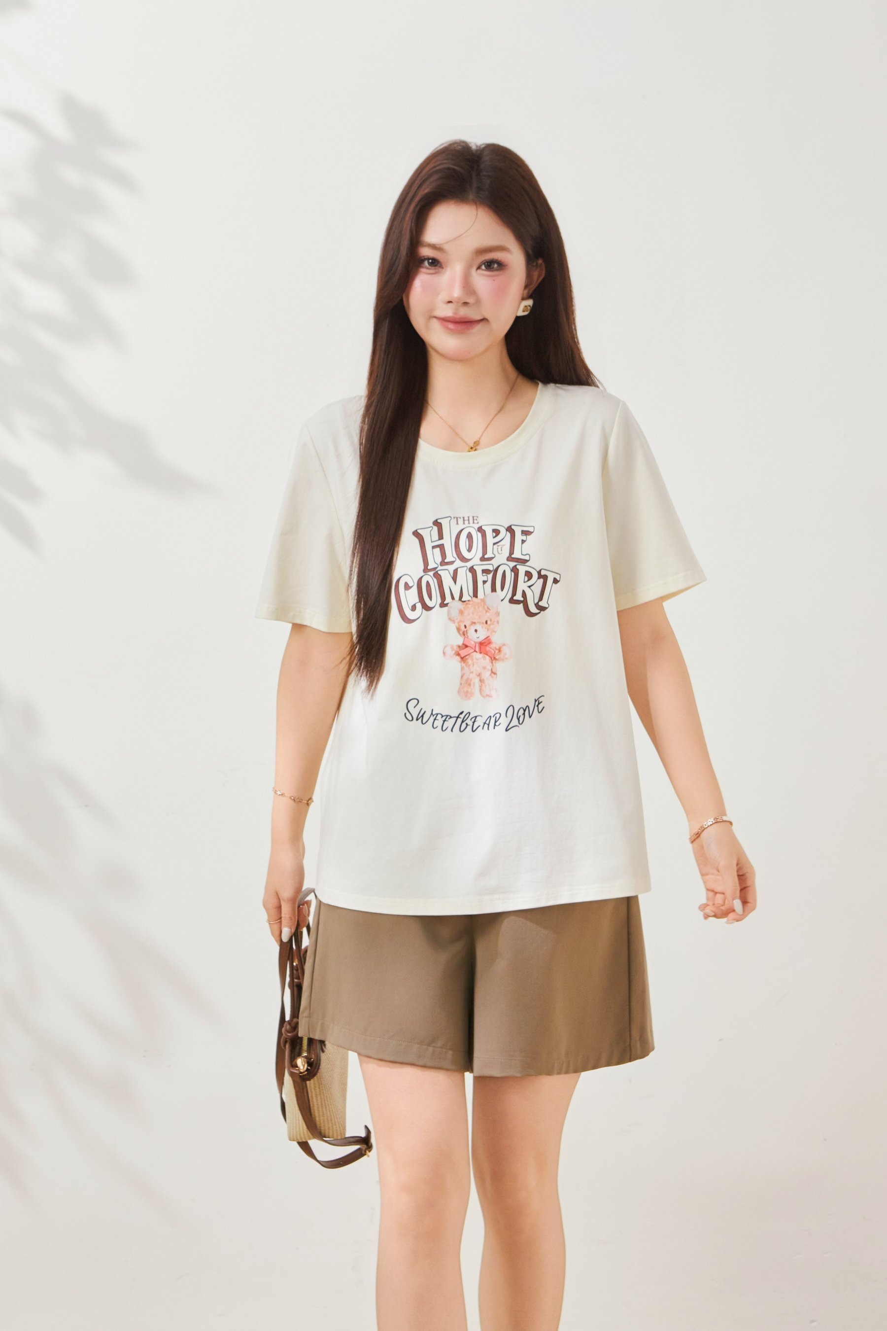 Loose Round Neck Bear Print Top FXZ7061