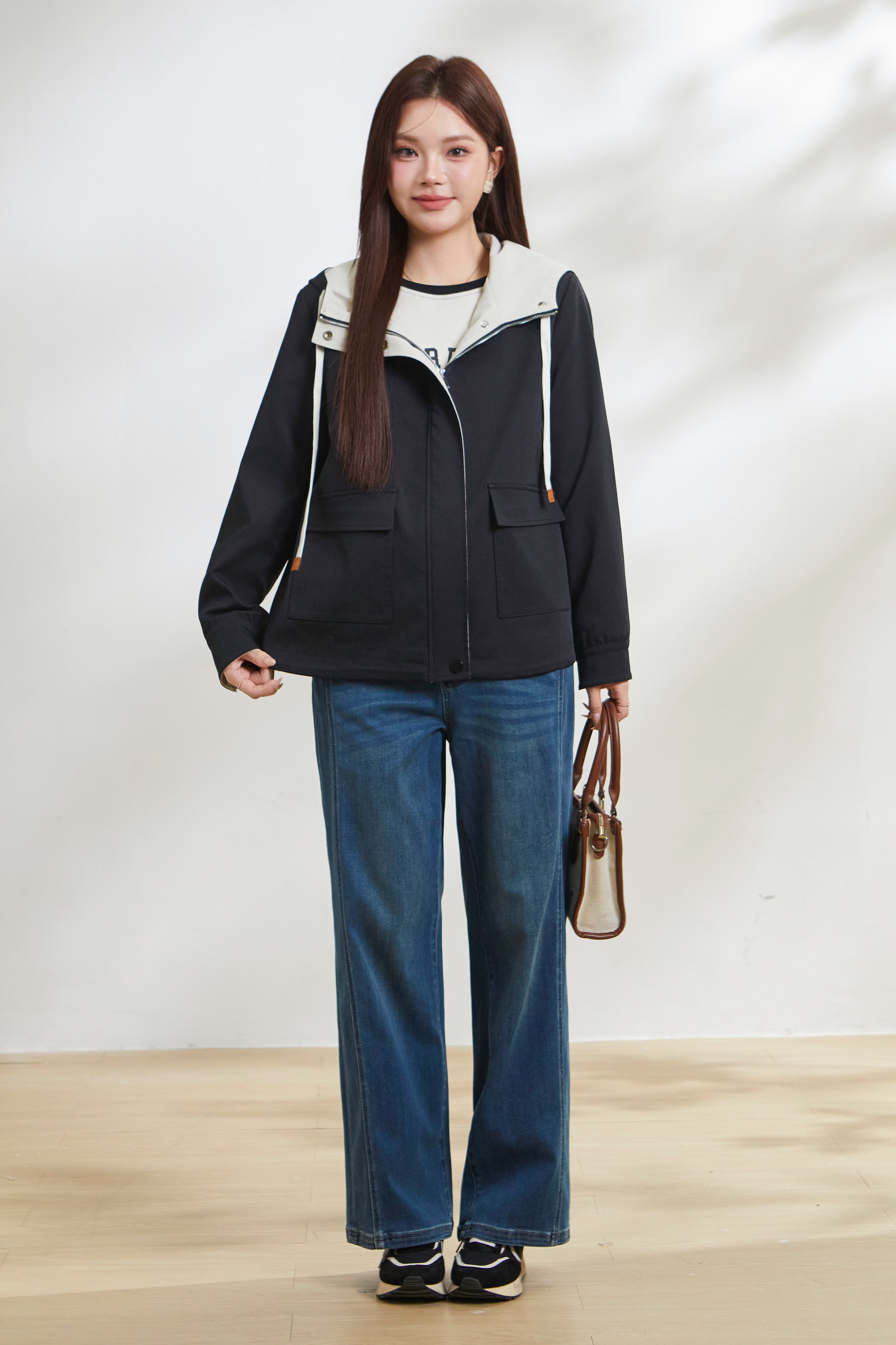 Two-tone hooded work jacket FCW6865N