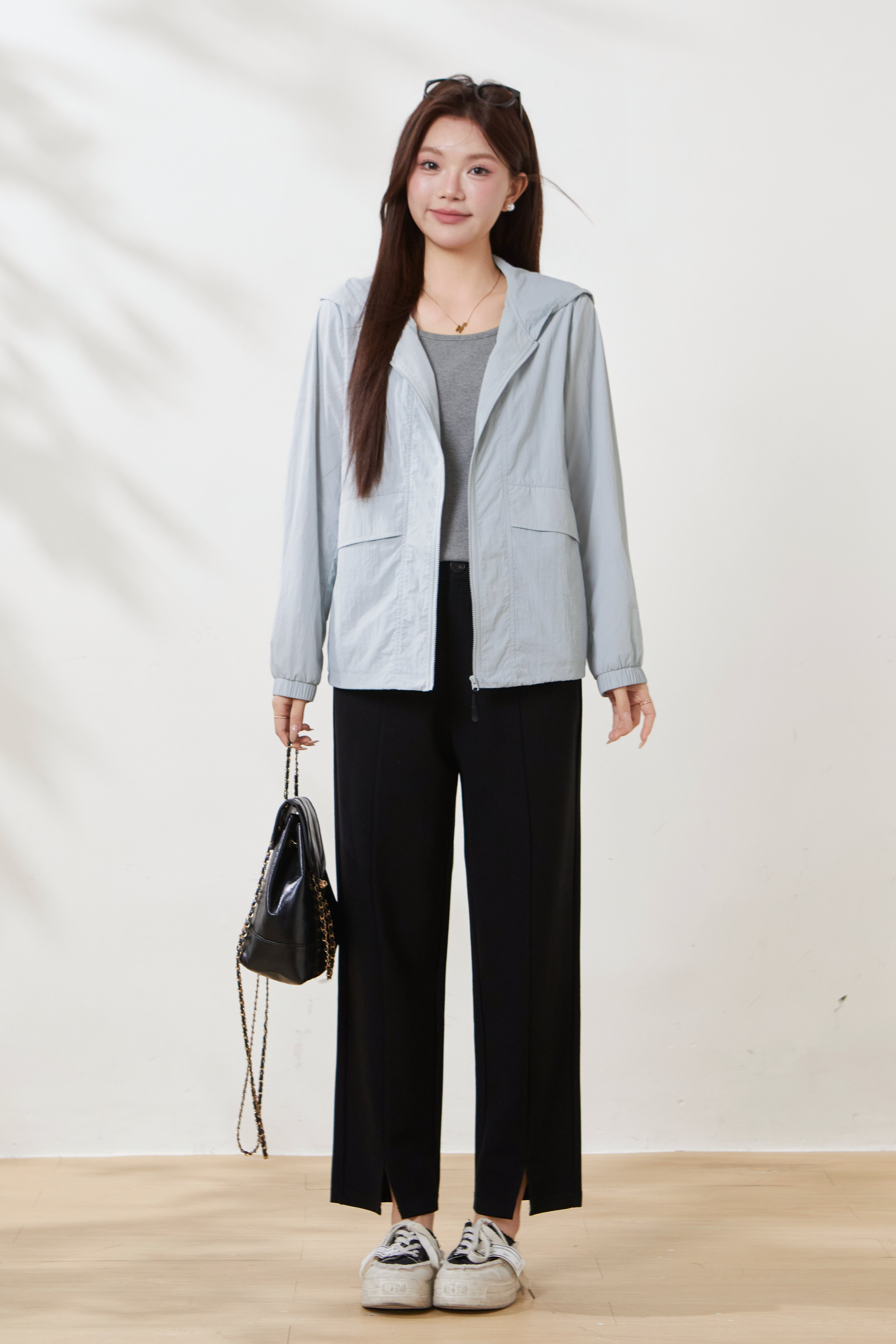 Drawstring hem hooded sun protection jacket FCW7002