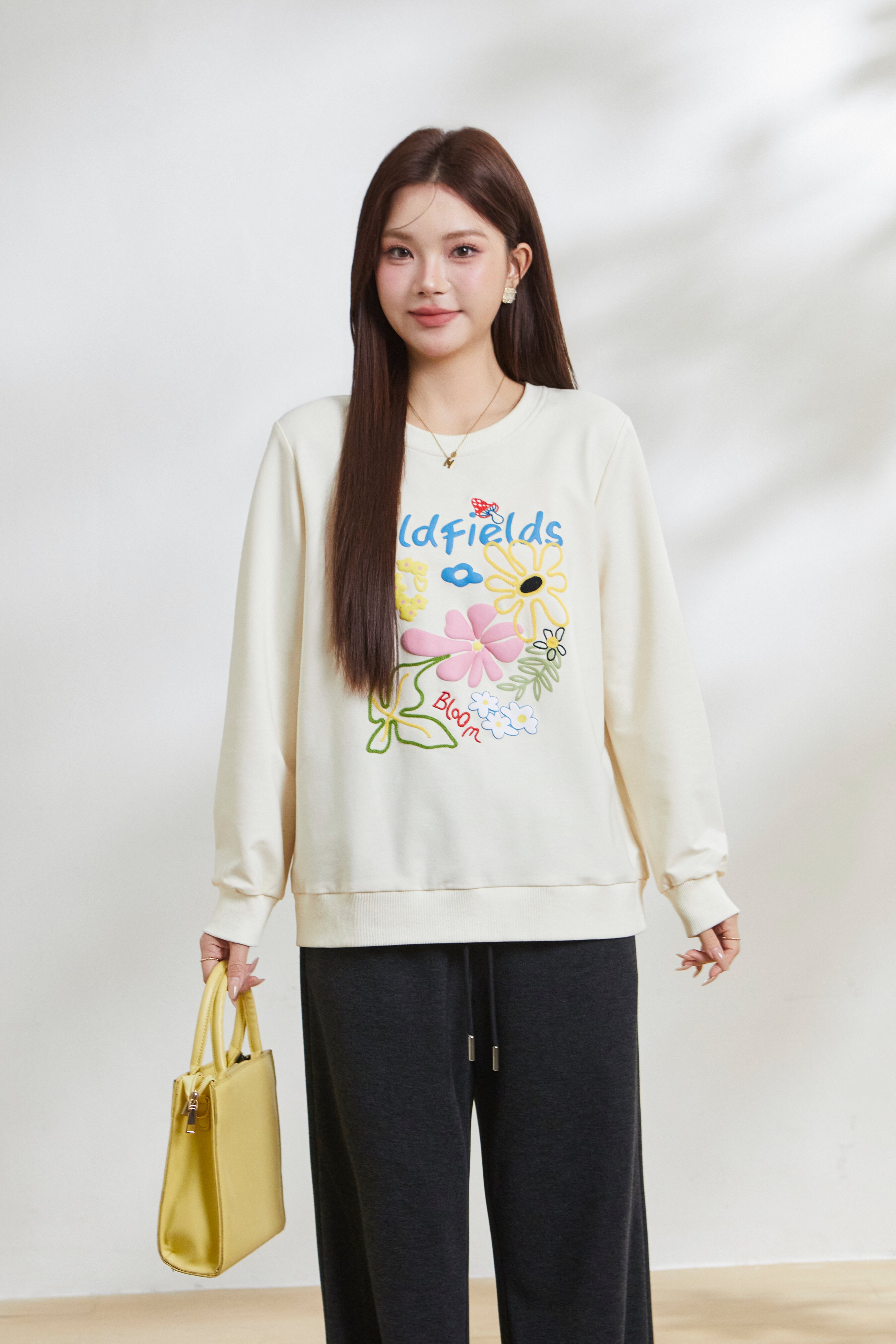 Embroidered printed knitted sweatshirt FCZ6961