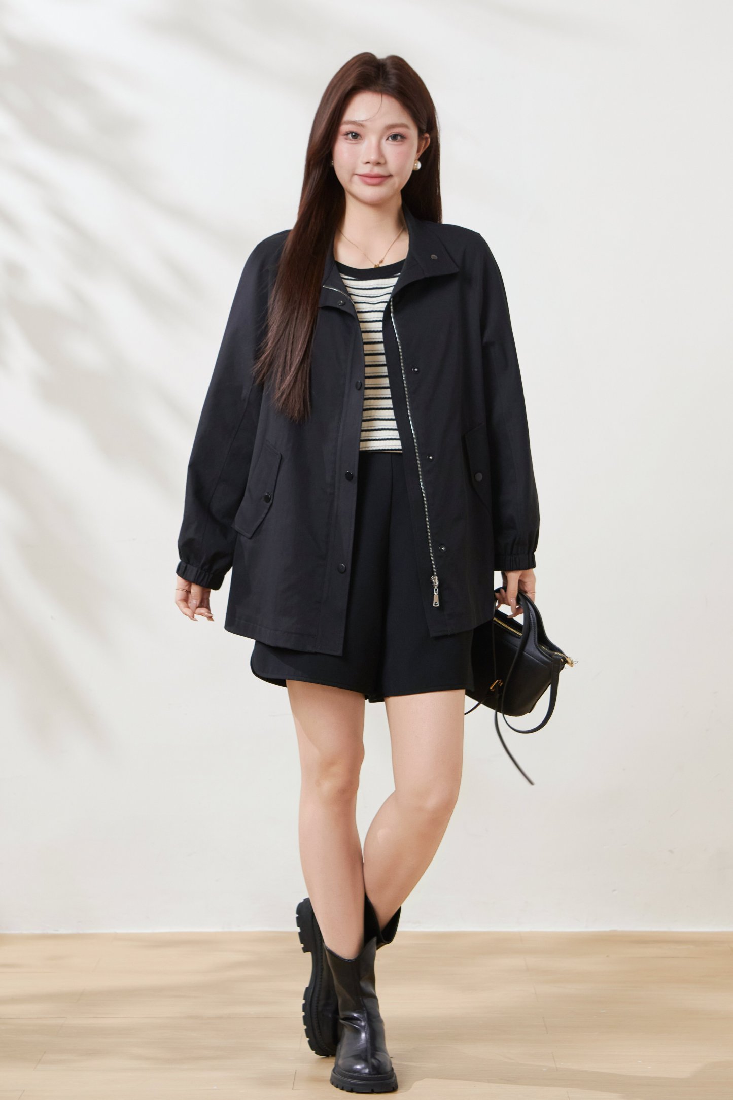 Mid-length stand-collar trench coat FCW6886