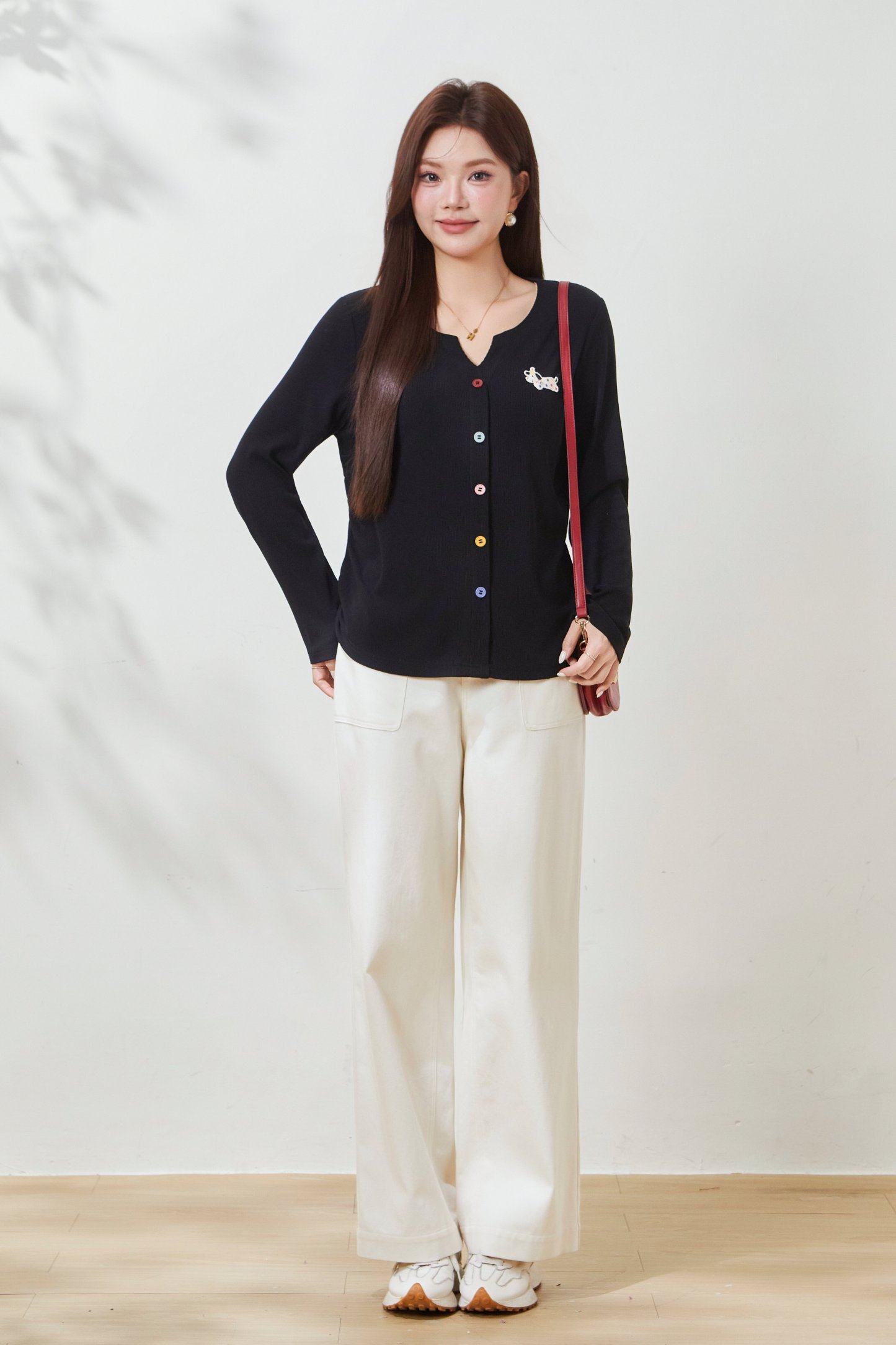Colorful Button Knit T-shirt FCZ6999