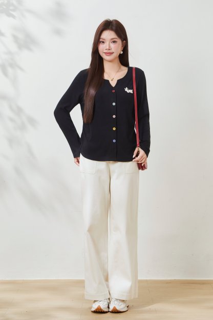 Colorful Button Knit T-shirt FCZ6999