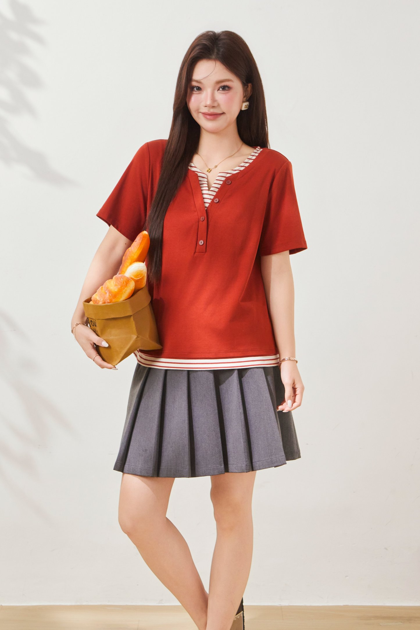 Fake two clean striped T-shirts FXZ7091