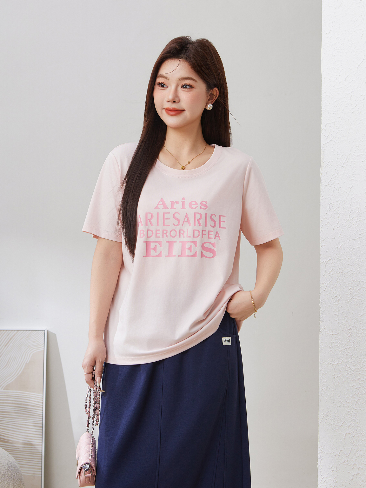 Loose Casual Versatile Printed Letter T-Shirt EXZ5123