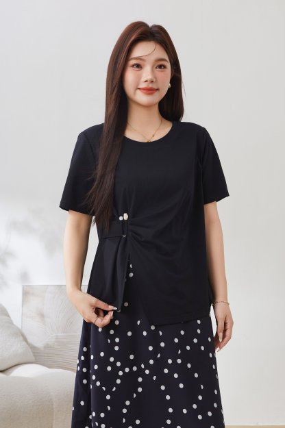 SEA Irregular Waist-Cinching Tummy-Hiding Slit Top EXZ5127