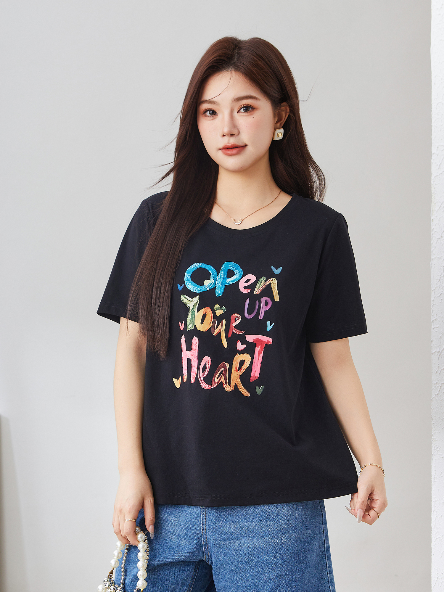 Casual letter print T-shirt EXZ3063