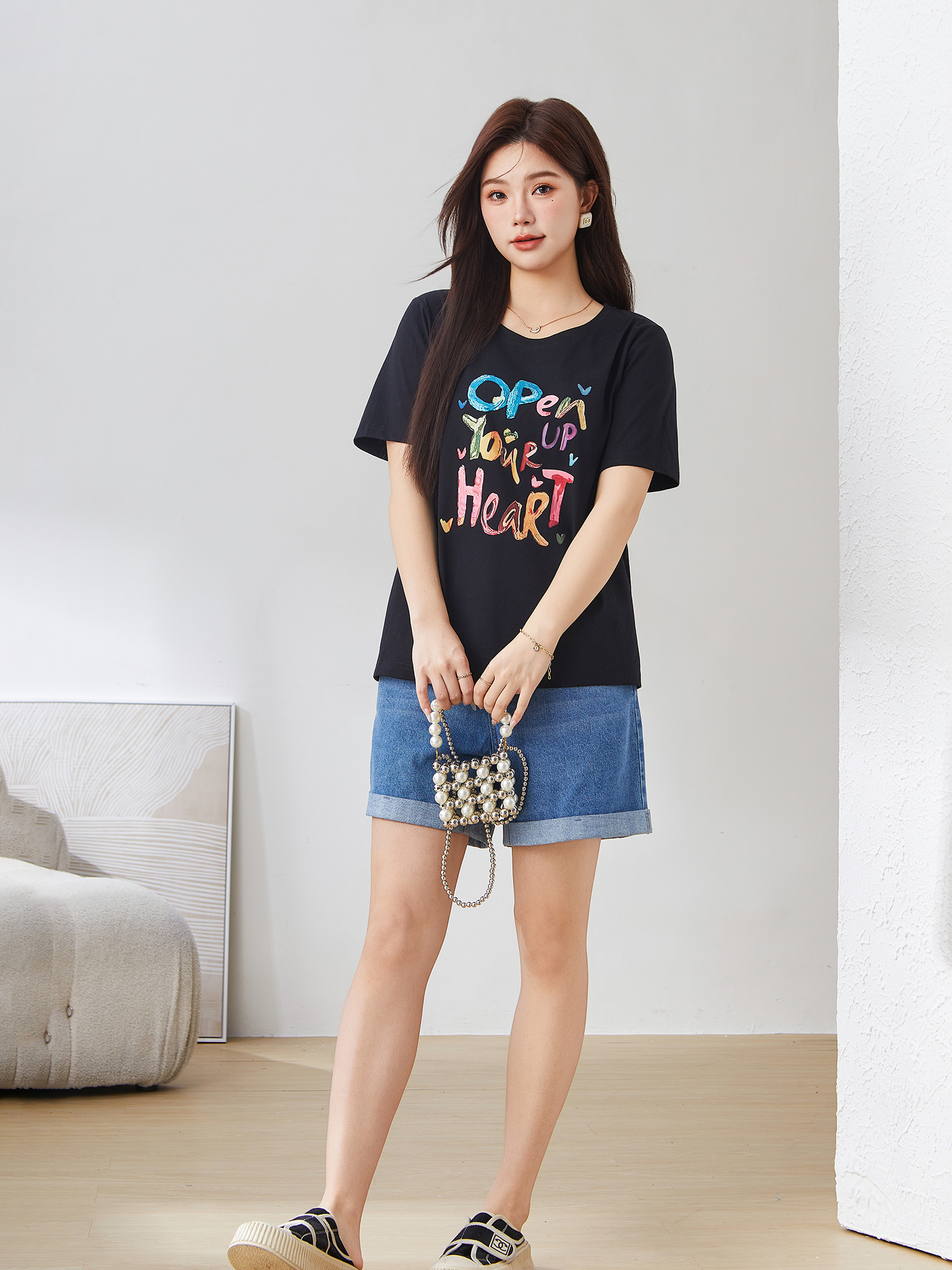 Casual letter print T-shirt EXZ3063