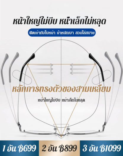 แว่นสายตายาวกรอบโลหะสี่เหลี่ยม ป้องกันแสงสีฟ้า รุ่นใหม่