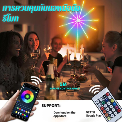 โคมไฟ LED รูปทรงดอกไม้ไฟแบบการควบคุมด้วยเสียงพร้อมเพลงที่สีสัน 