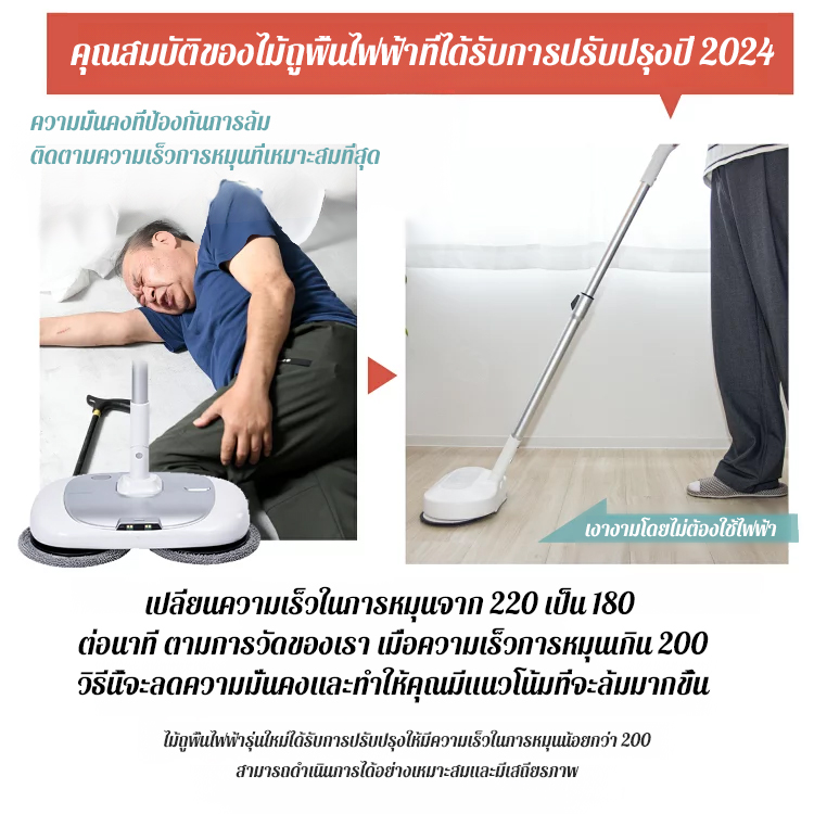 【น้ำหนักเบามาก】ไม้ถูพื้นอัตโนมัติไม่ต้องล้างมือ