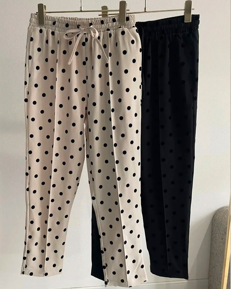 【ドット柄センターラインテーパードパンツ（sd306-3）】