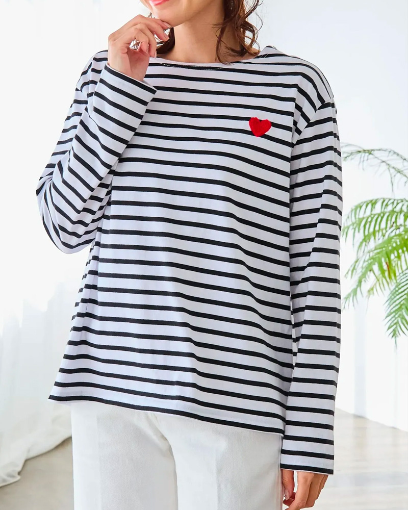 【ぷくぷくハートボーダーTシャツ(myu1214)】
