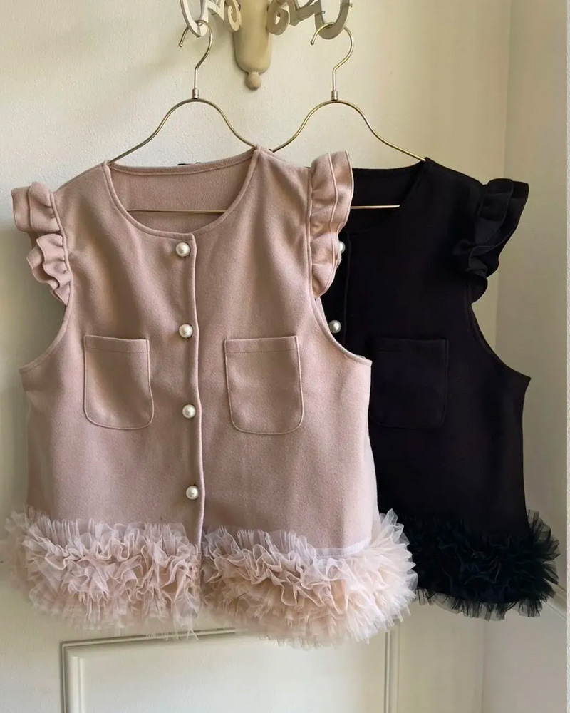 【裾チュール パールボタンジレ（33-0098）(kk2502-25)】TH