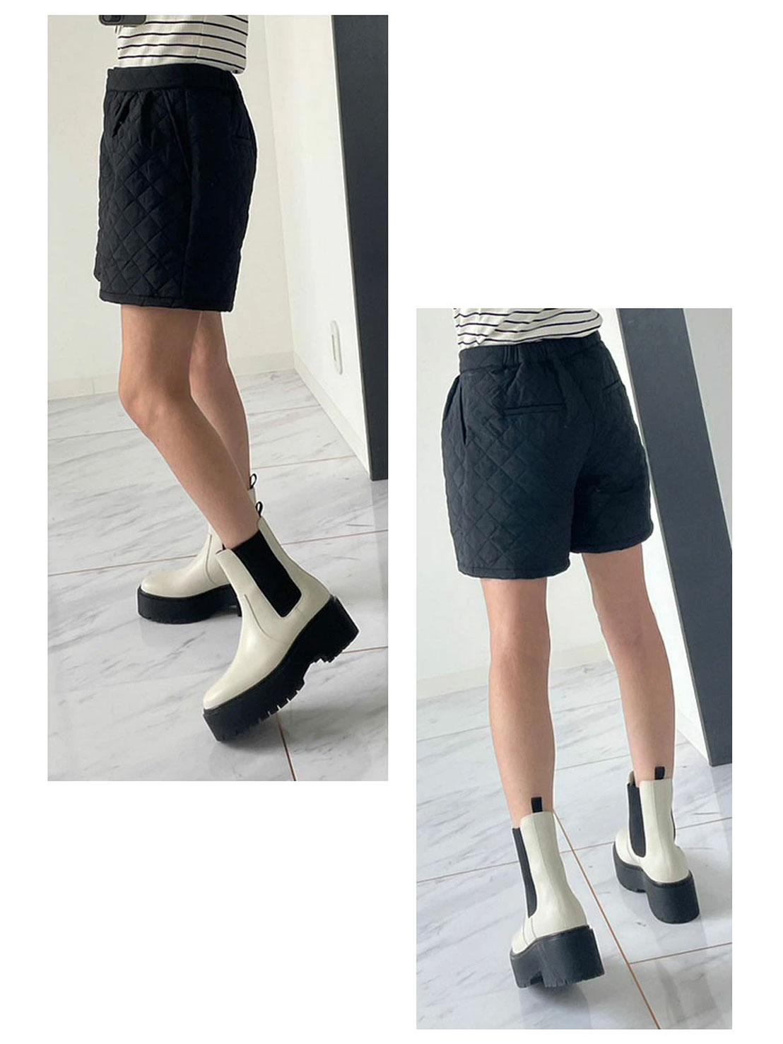 ふんわり形状記憶 美脚見せキルティングパンツ(aj028)