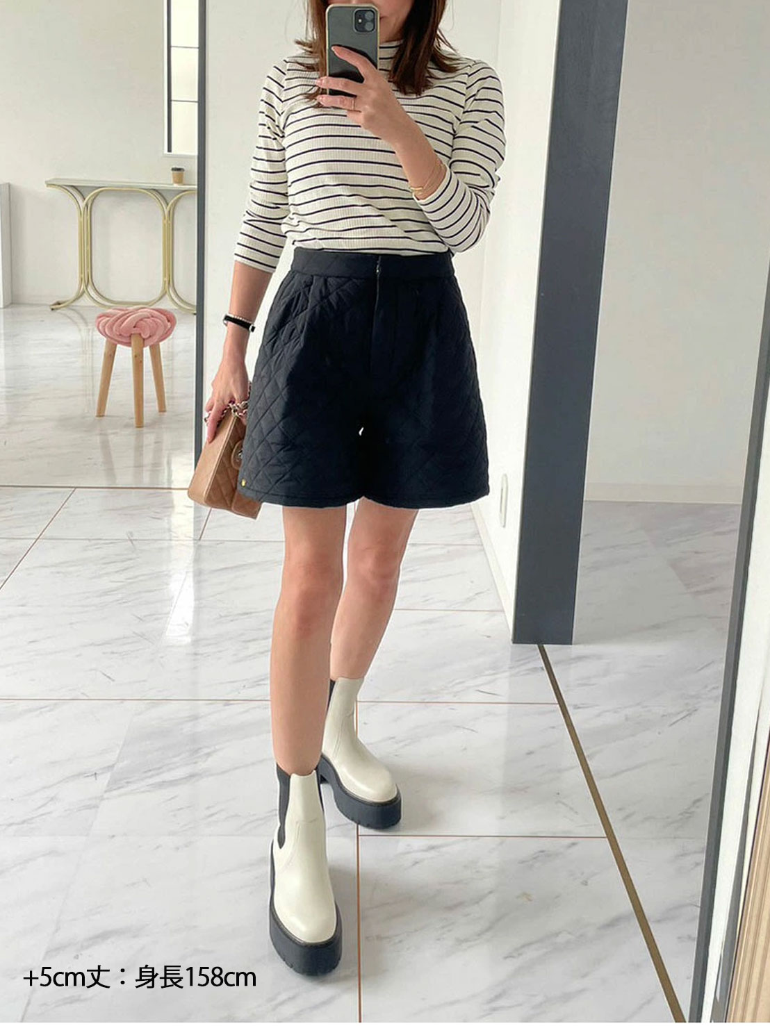 ふんわり形状記憶 美脚見せキルティングパンツ(aj028)