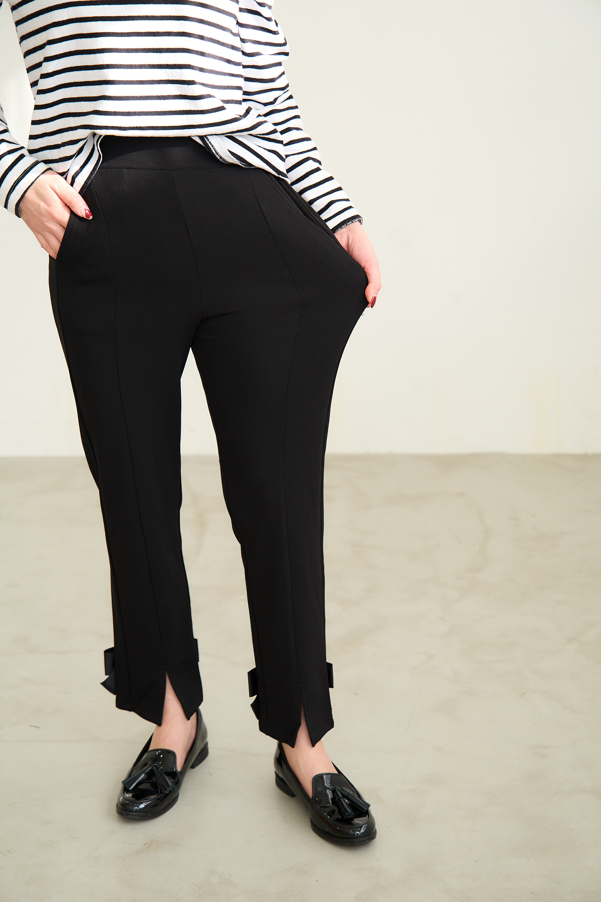 ［福袋B 対象商品］【(kbm566)スーパーストレッチ極楽＆超美脚パンツ/スリットあり】