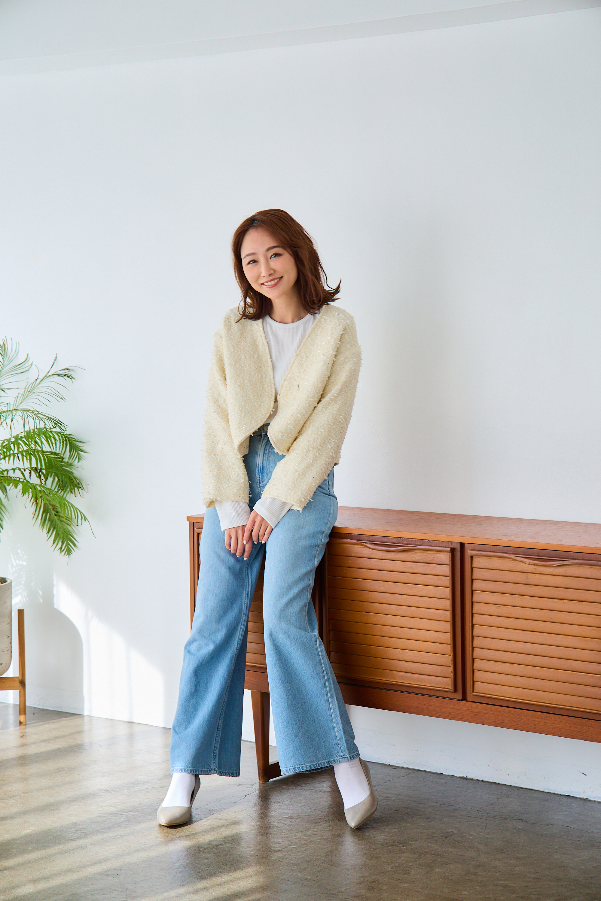 mako×Myuコラボ【キラキラツイード スッキリ見せノーカラージャケット(kbm603)】メール便OK