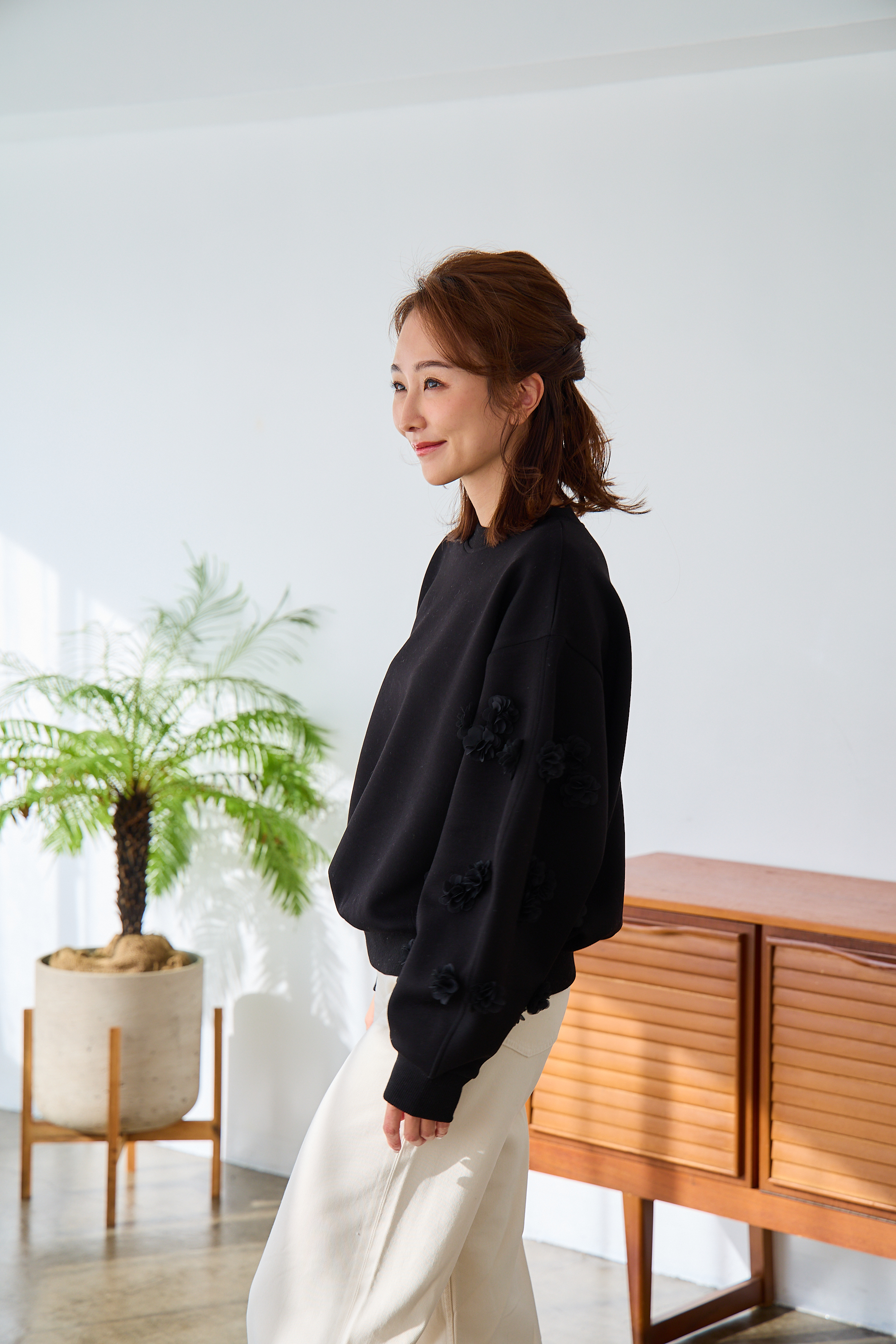 @m_i_mm_a×Myuコラボ【カーブスリーブプルオーバー(kbm599フラワー)】メール便OK