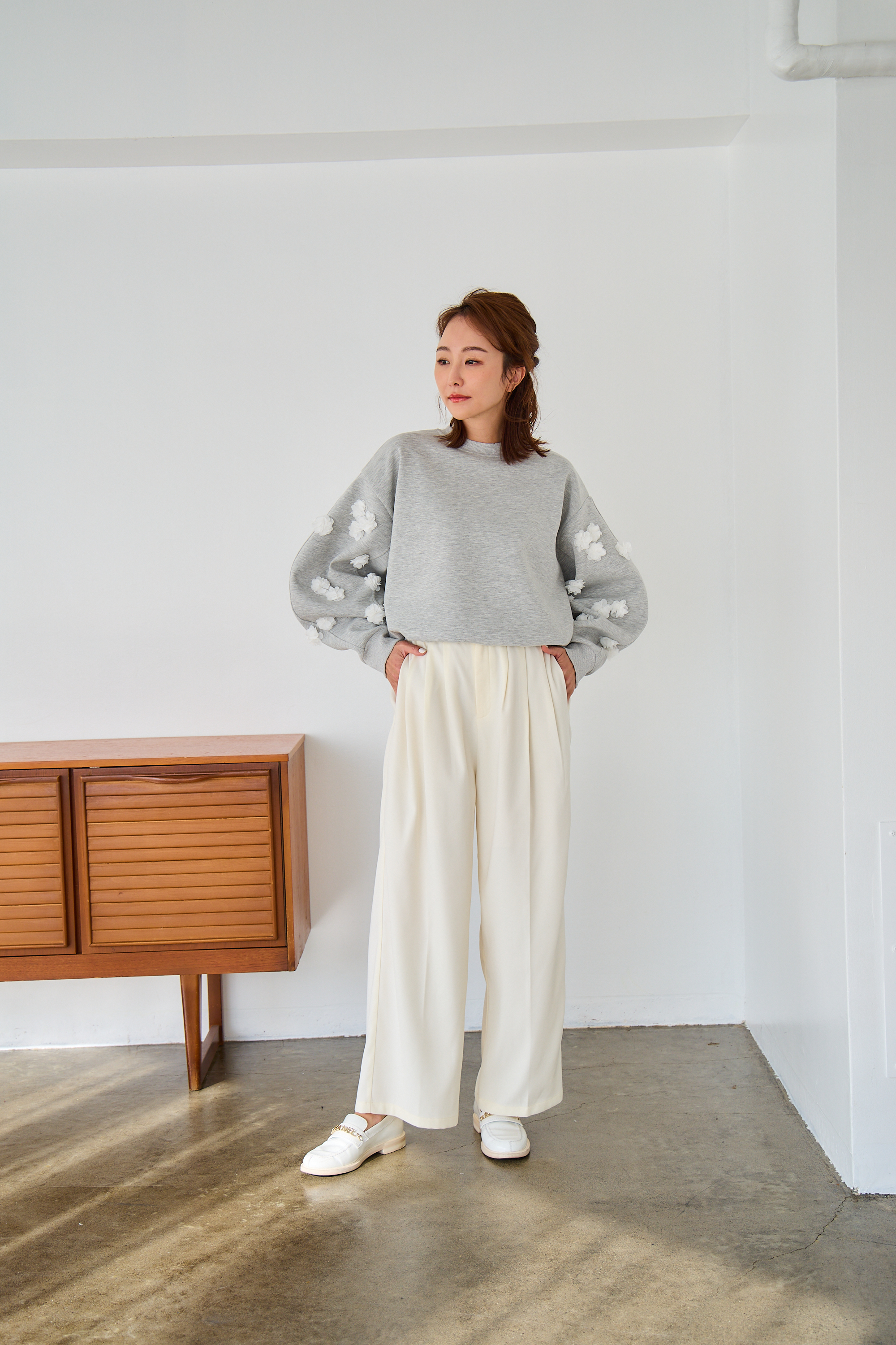 mako×Myuコラボ【さらっと素材♪美脚ワイドタックパンツ(kbm602)】メール便OK