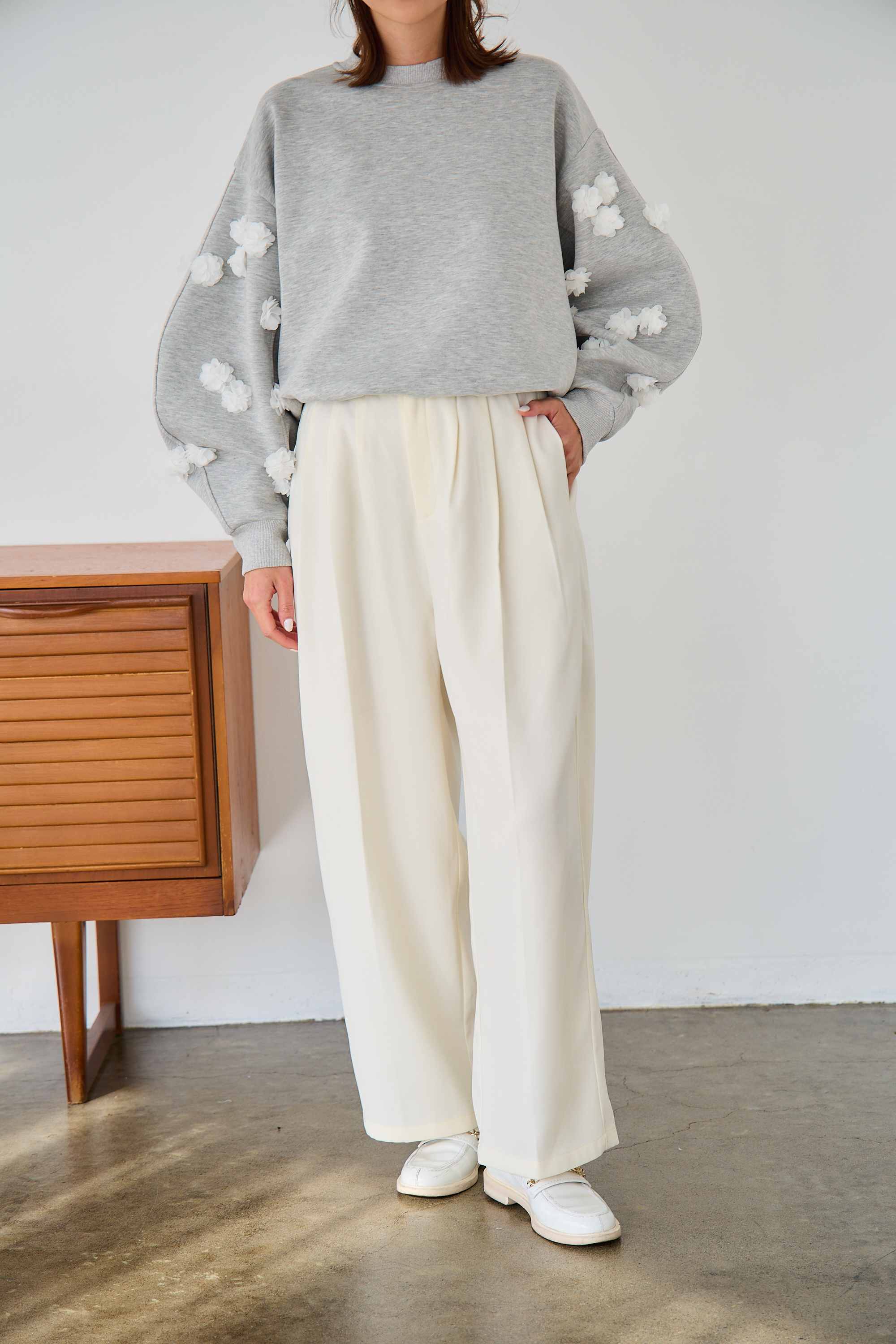 @m_i_mm_a×Myuコラボ【カーブスリーブプルオーバー(kbm599フラワー)】メール便OK