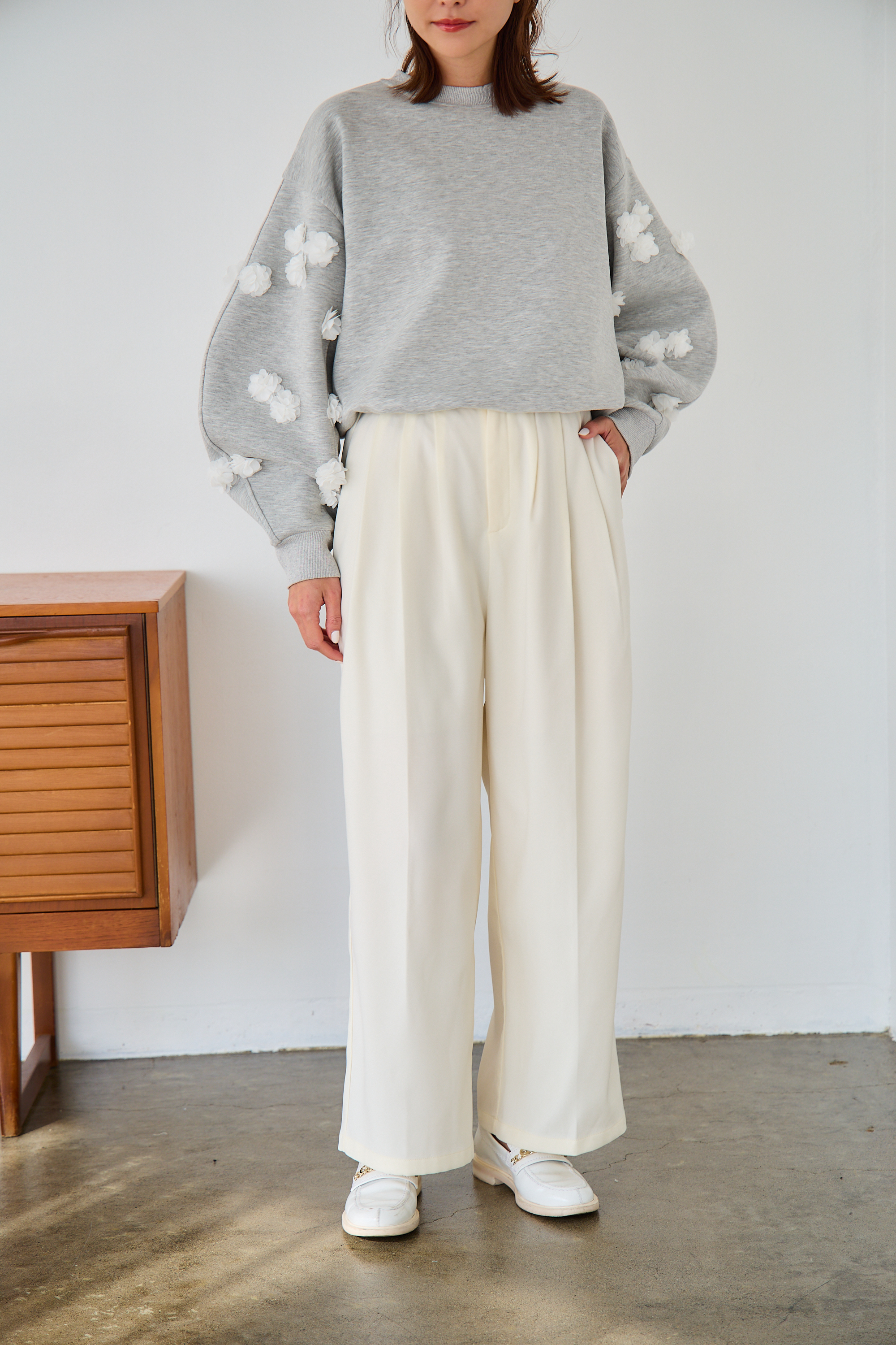 mako×Myuコラボ【さらっと素材♪美脚ワイドタックパンツ(kbm602)】メール便OK