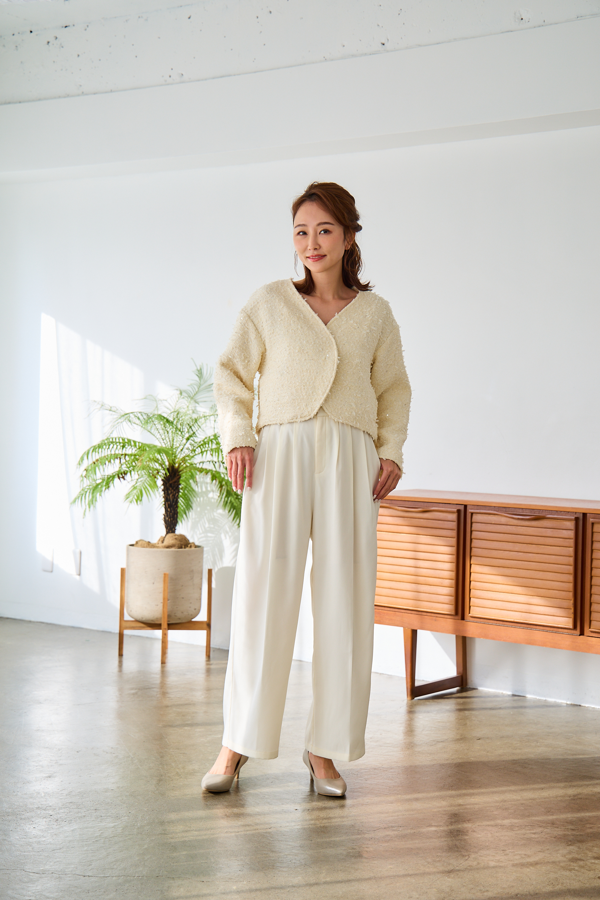 mako×Myuコラボ【さらっと素材♪美脚ワイドタックパンツ(kbm602)】メール便OK