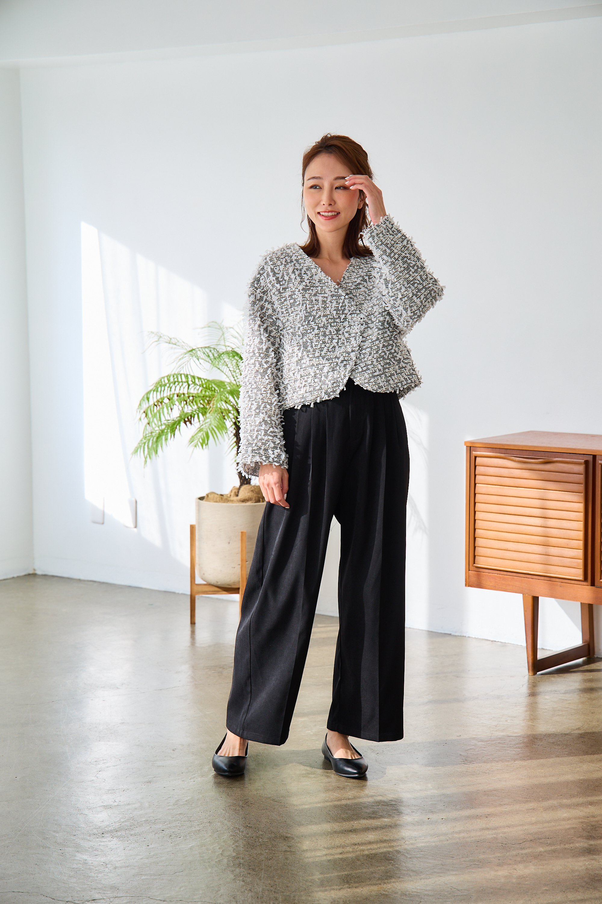 mako×Myuコラボ【さらっと素材♪美脚ワイドタックパンツ(kbm602)】メール便OK