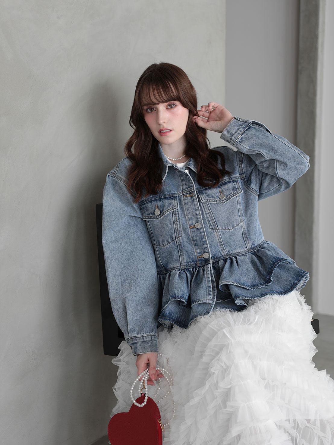 FRILL DENIM JACKET(im001)