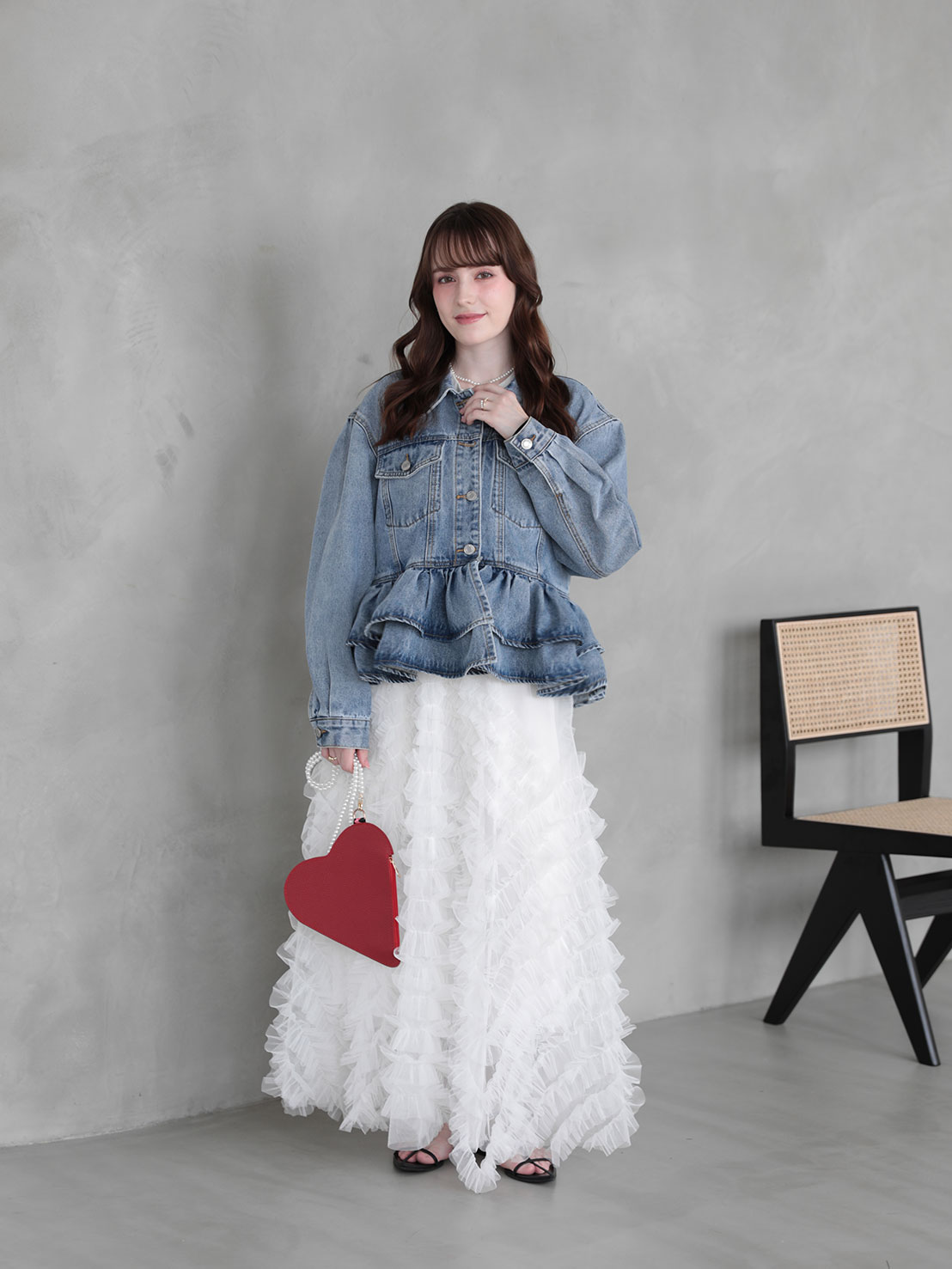 FRILL DENIM JACKET(im001)
