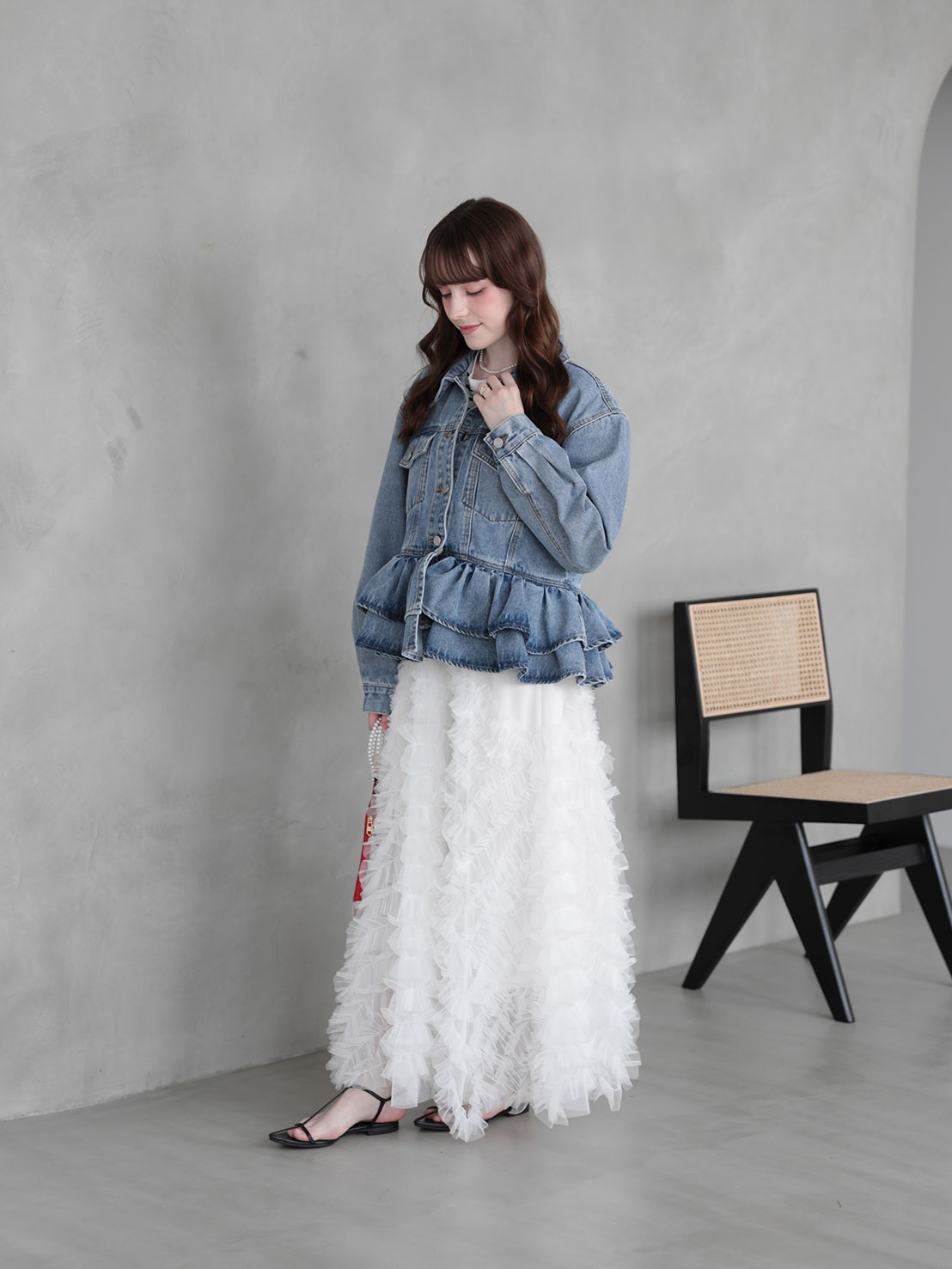 FRILL DENIM JACKET(im001)