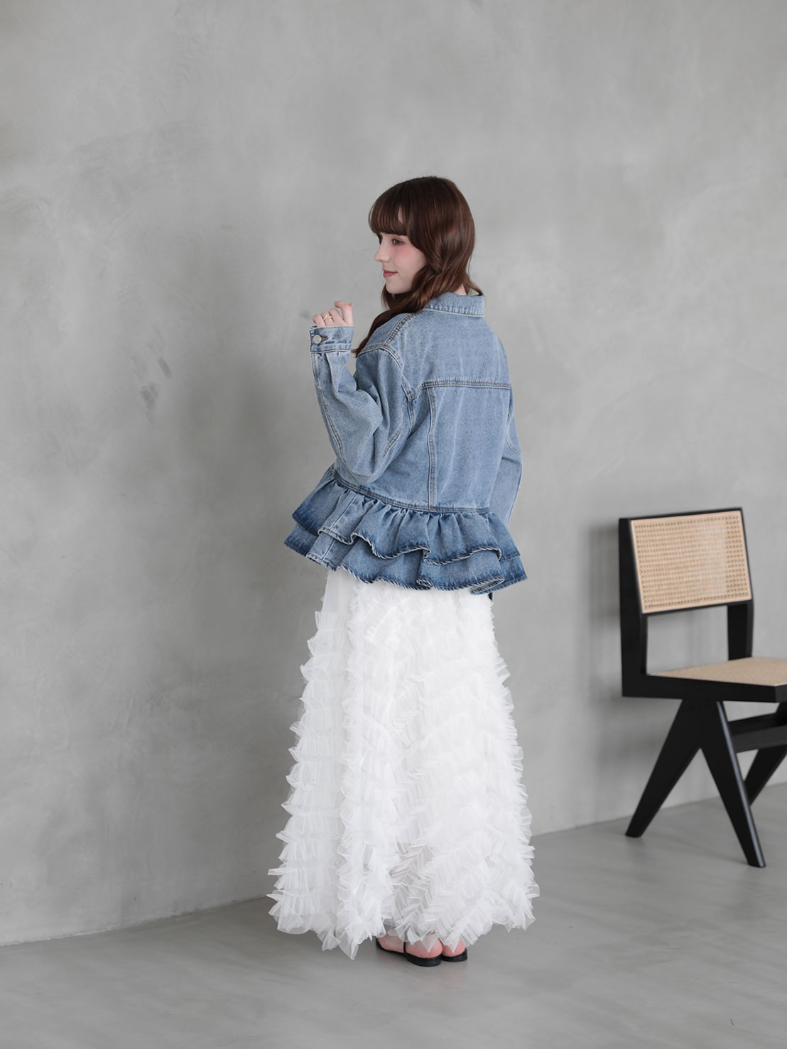 MYU FRILL DENIM JACKET フリル デニム ジャケット パール FRILL DENIM JACKET(im001)TH