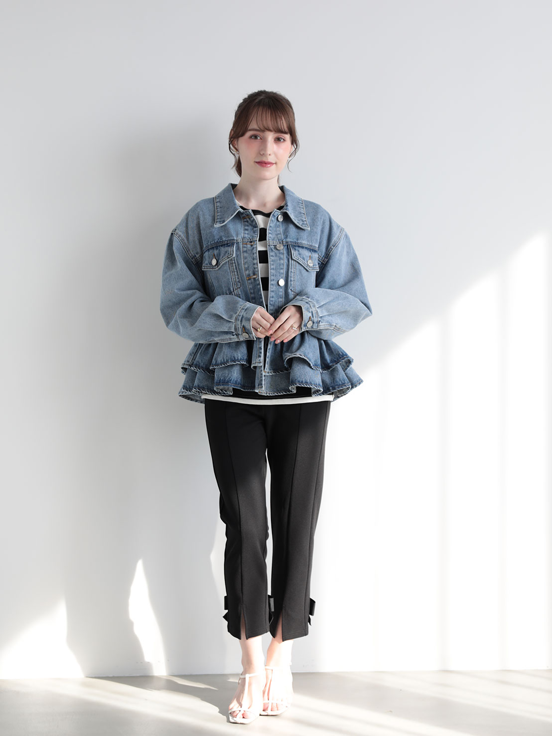 FRILL DENIM JACKET(im001)