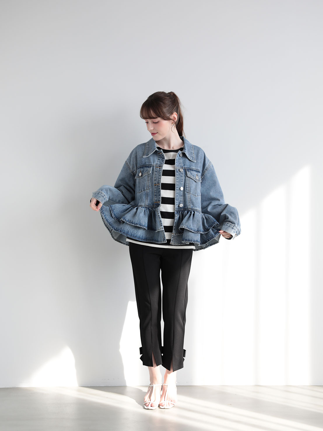 FRILL DENIM JACKET(im001)