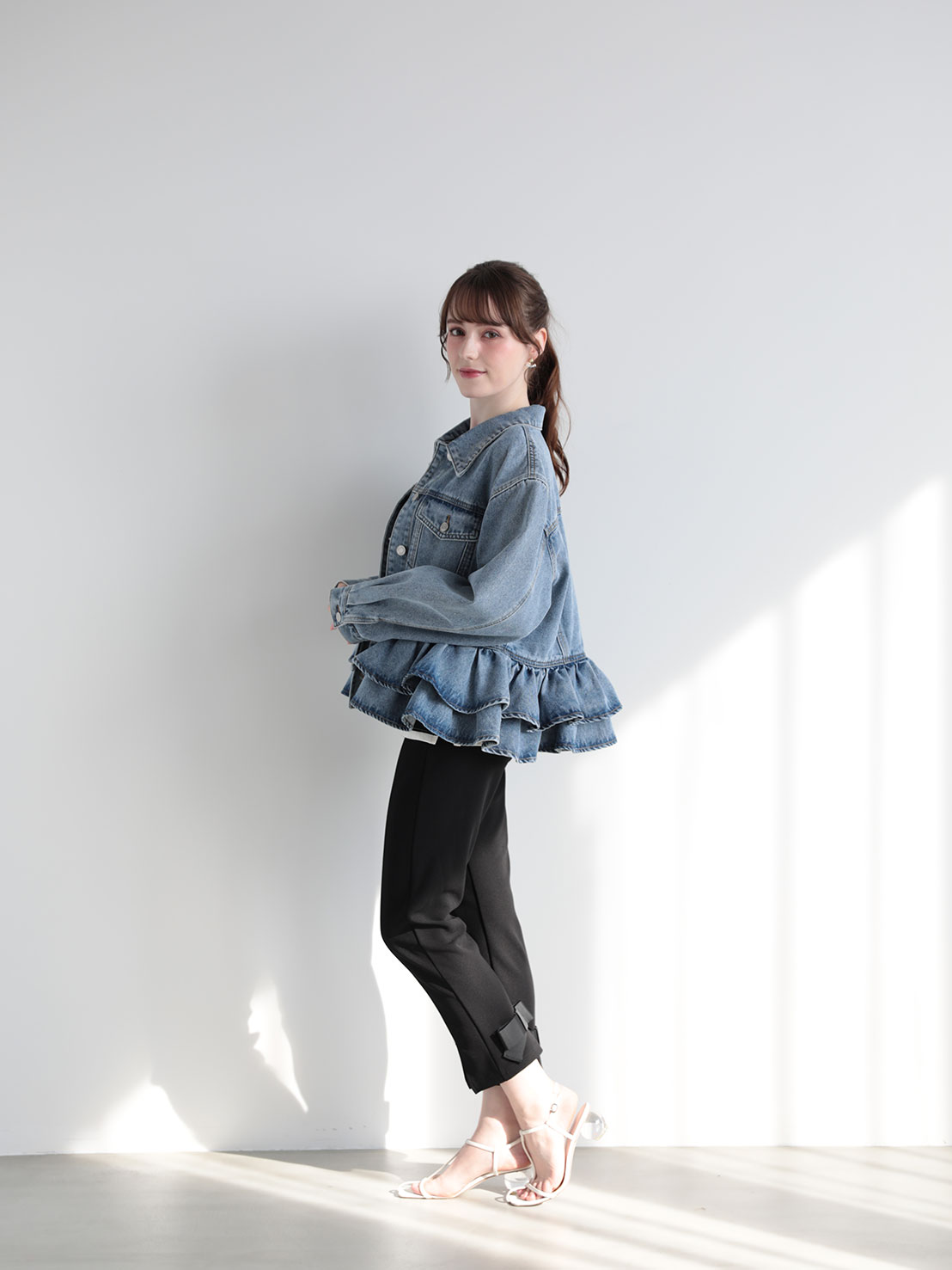 FRILL DENIM JACKET(im001)