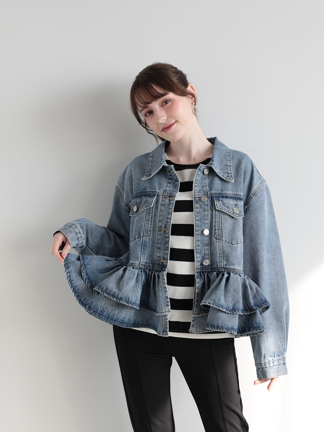 FRILL DENIM JACKET(im001)